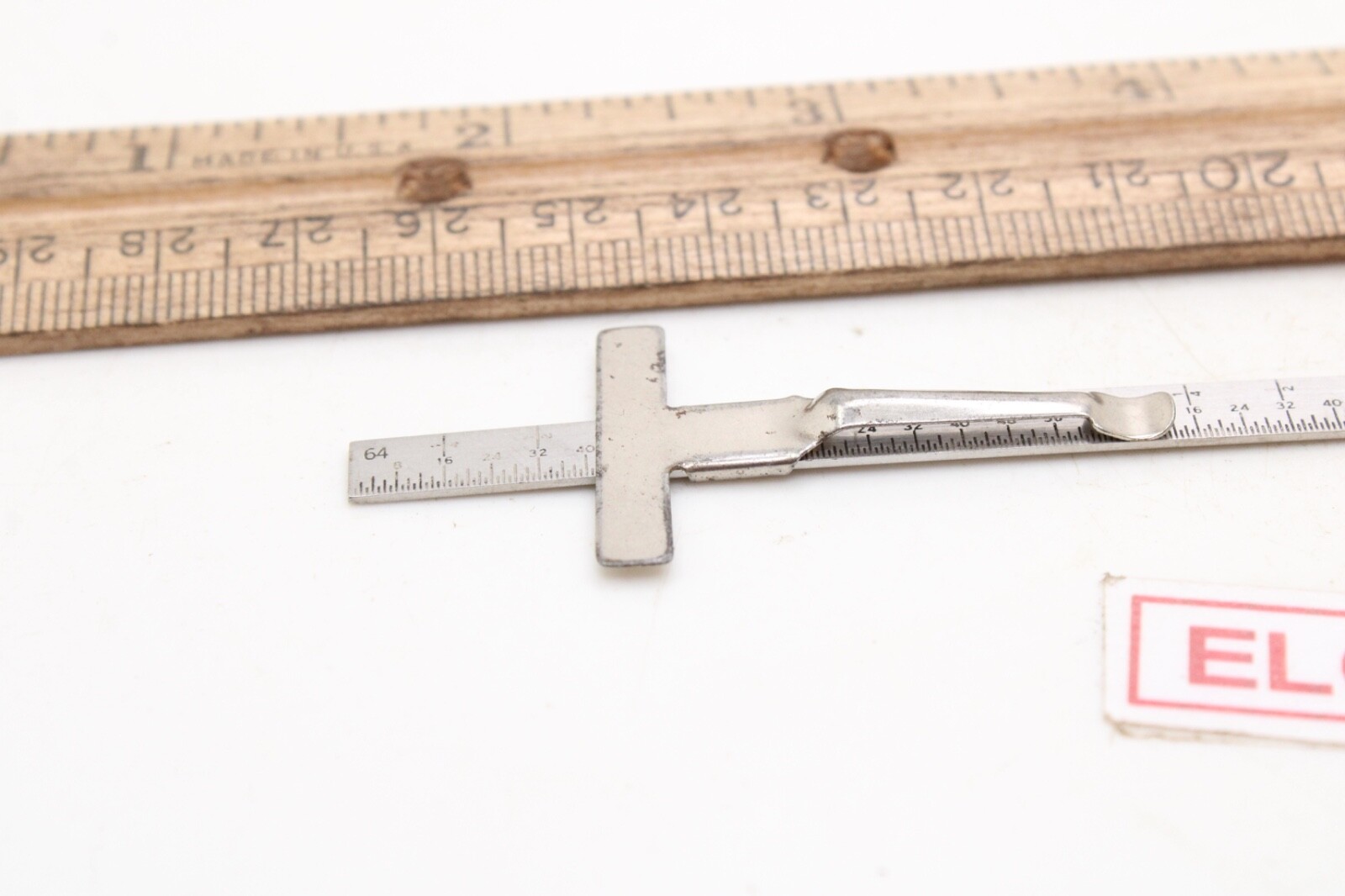 Snap-on 6″ Steel Metric Equivalents Scale Depth Gauge Pocket Size USA