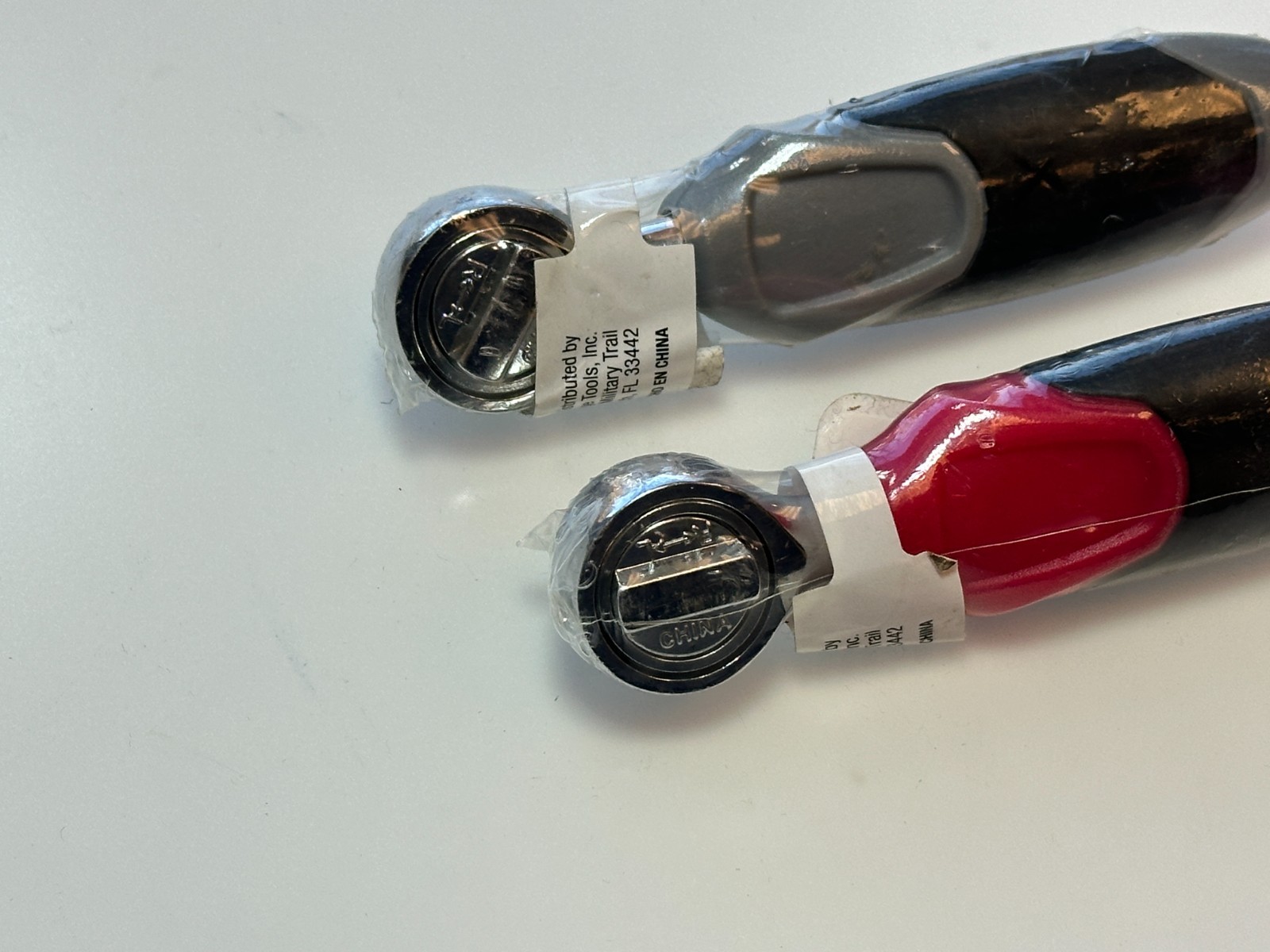 2pc Red/Gray 1/4″ Drive STUBBY Short Ratchet Set Lot, NEW in Plastic