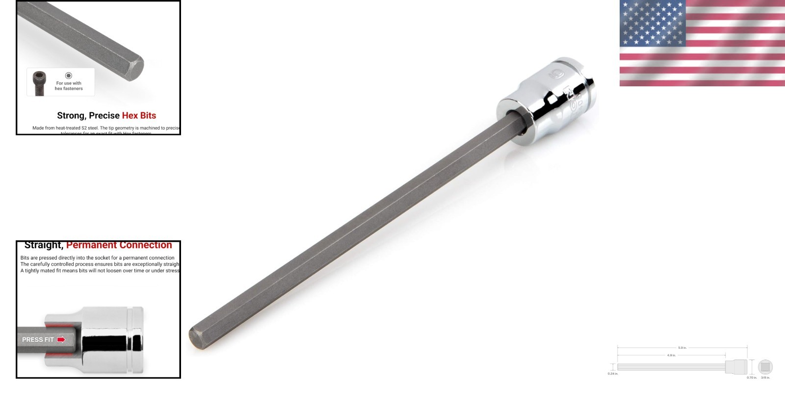 Durable 3/8 Inch Drive 6 mm Long Hex Bit Socket for Automotive & Industrial Use