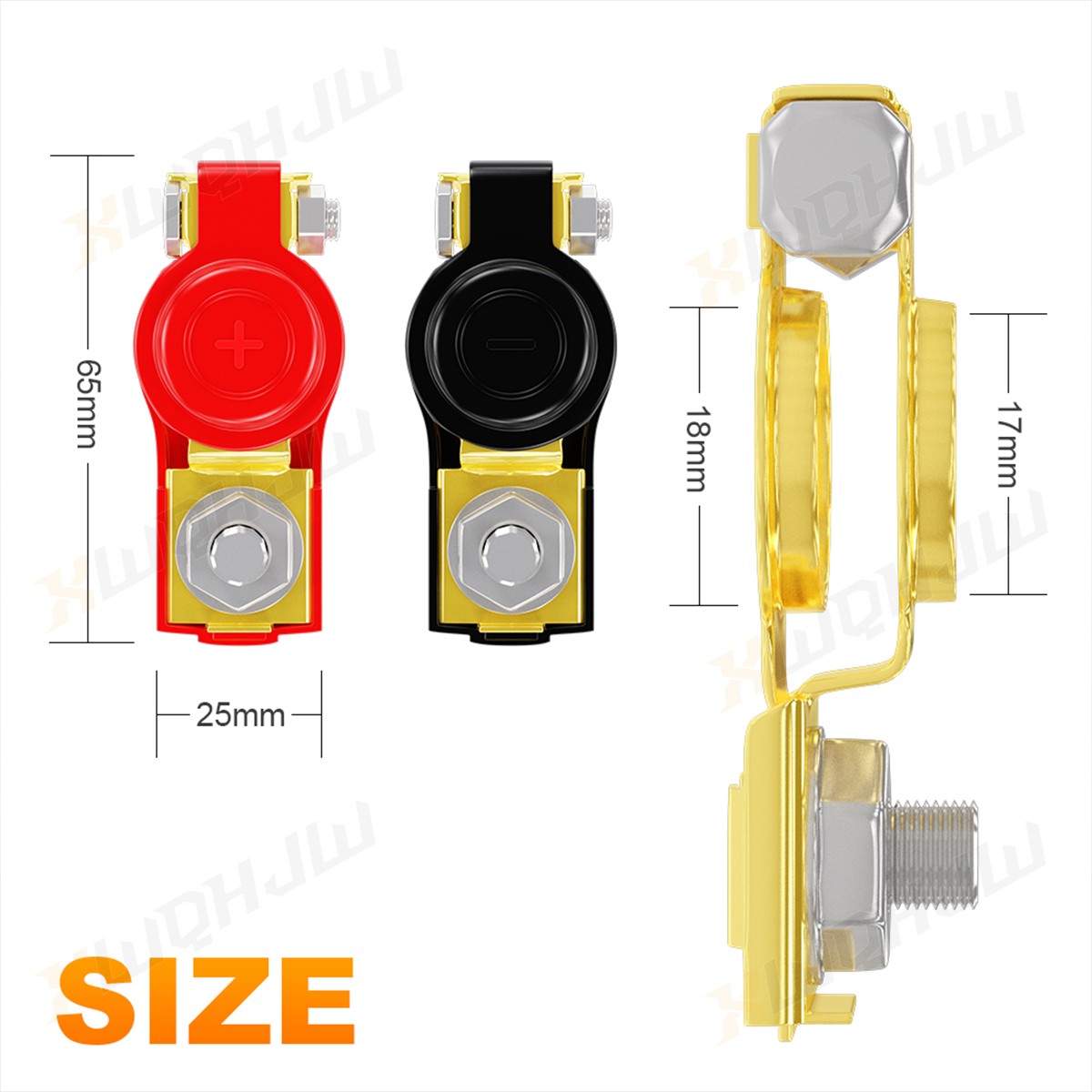 1pair Universal Negative Positive Auto Battery Cable Terminal Top Post For Cars