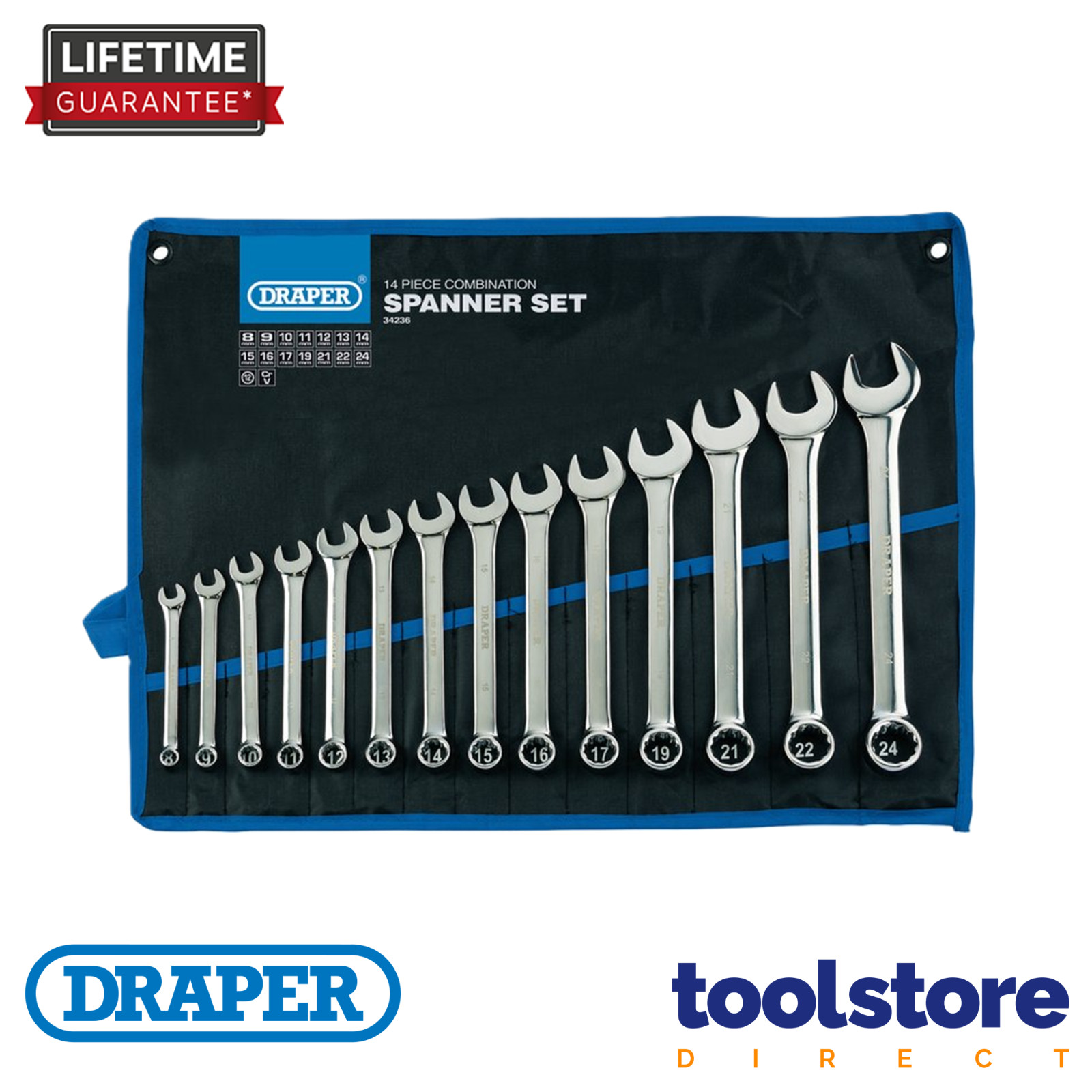 Draper 34236 Draper HI-TORQ Metric Combination Spanner Set (14 Piece)