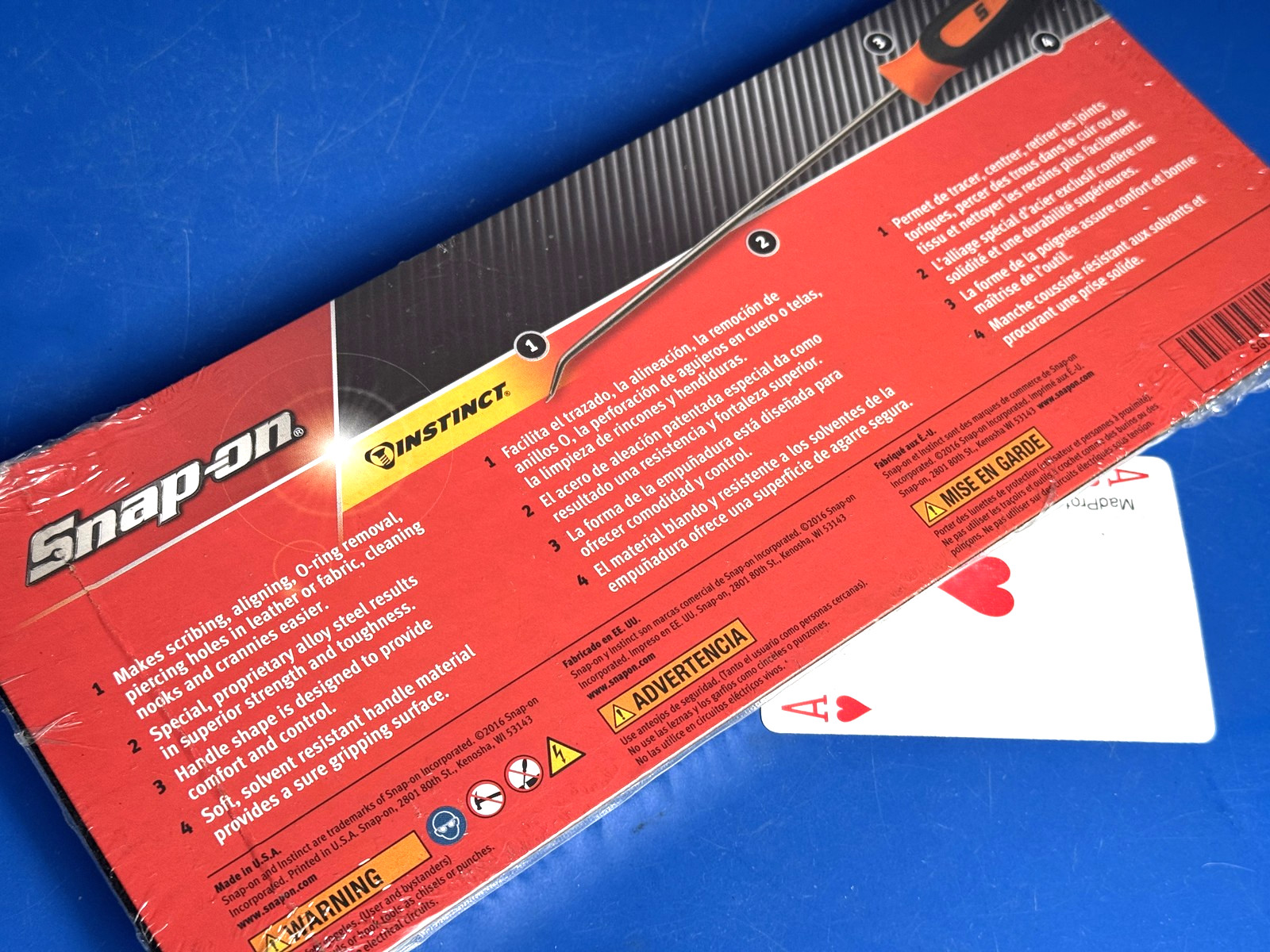 Snap-on 4 Piece Orange Soft Grip Long Mini Pick Awl & Hook Set SGLASA204CO NEW
