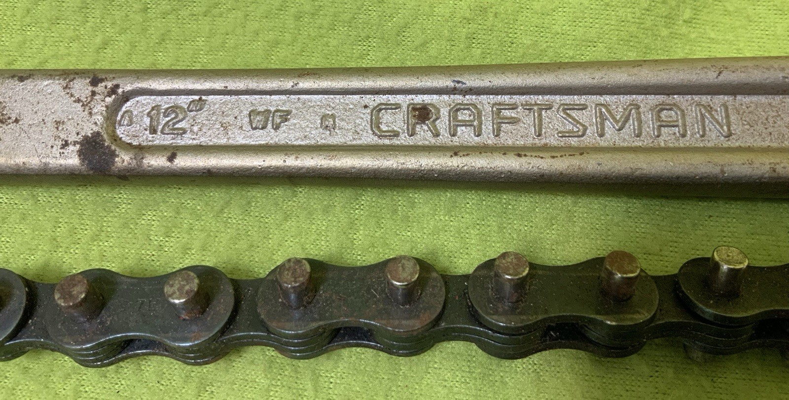 Vintage Craftsman Chain Wrench 55713 Stamped as 12”/300ml 4″ Cap WF USA