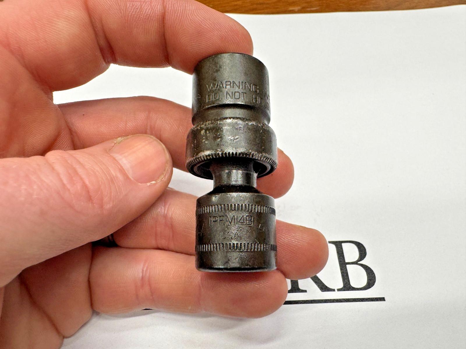 Snap-on Tools USA 3/8″ Drive 14mm Metric 6PT Impact Swivel Socket IPFM14B NICE