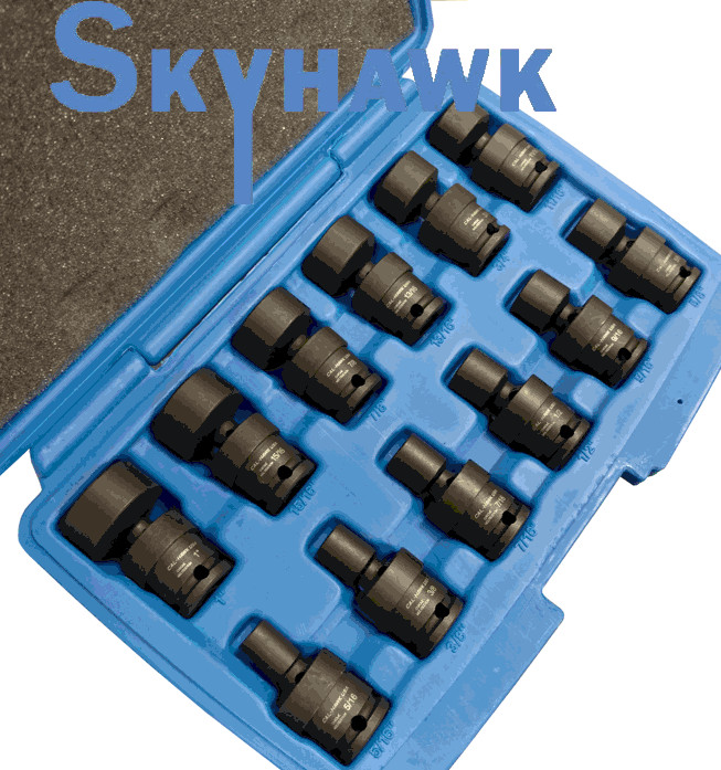 12-pc SAE 3/8″-dr UNIVERSAL SWIVEL SHALLOW IMPACT SOCKET SET