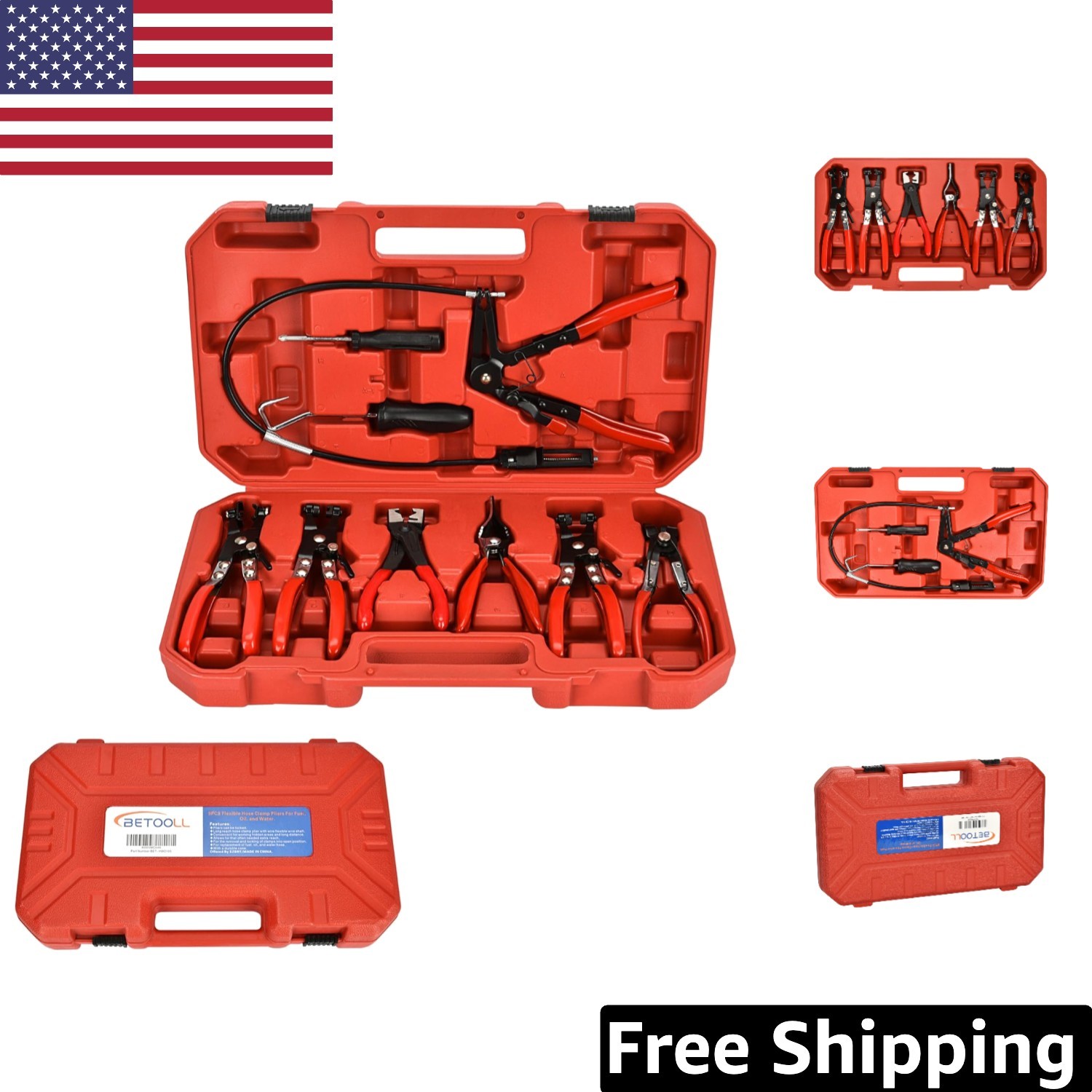 Complete 9-Pc Hose Clamp Pliers Kit – Long for Plumbing and Automotive
