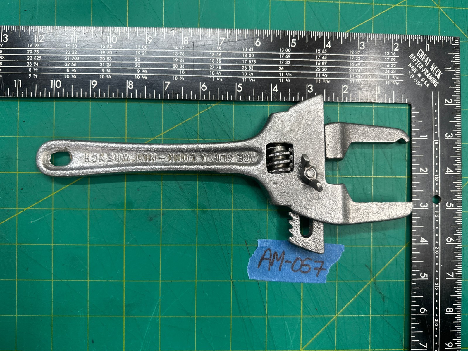 Vintage 10.5″ Ace Adjustable Slip & Lock Nut Wrench From Covers Co. Made In USA