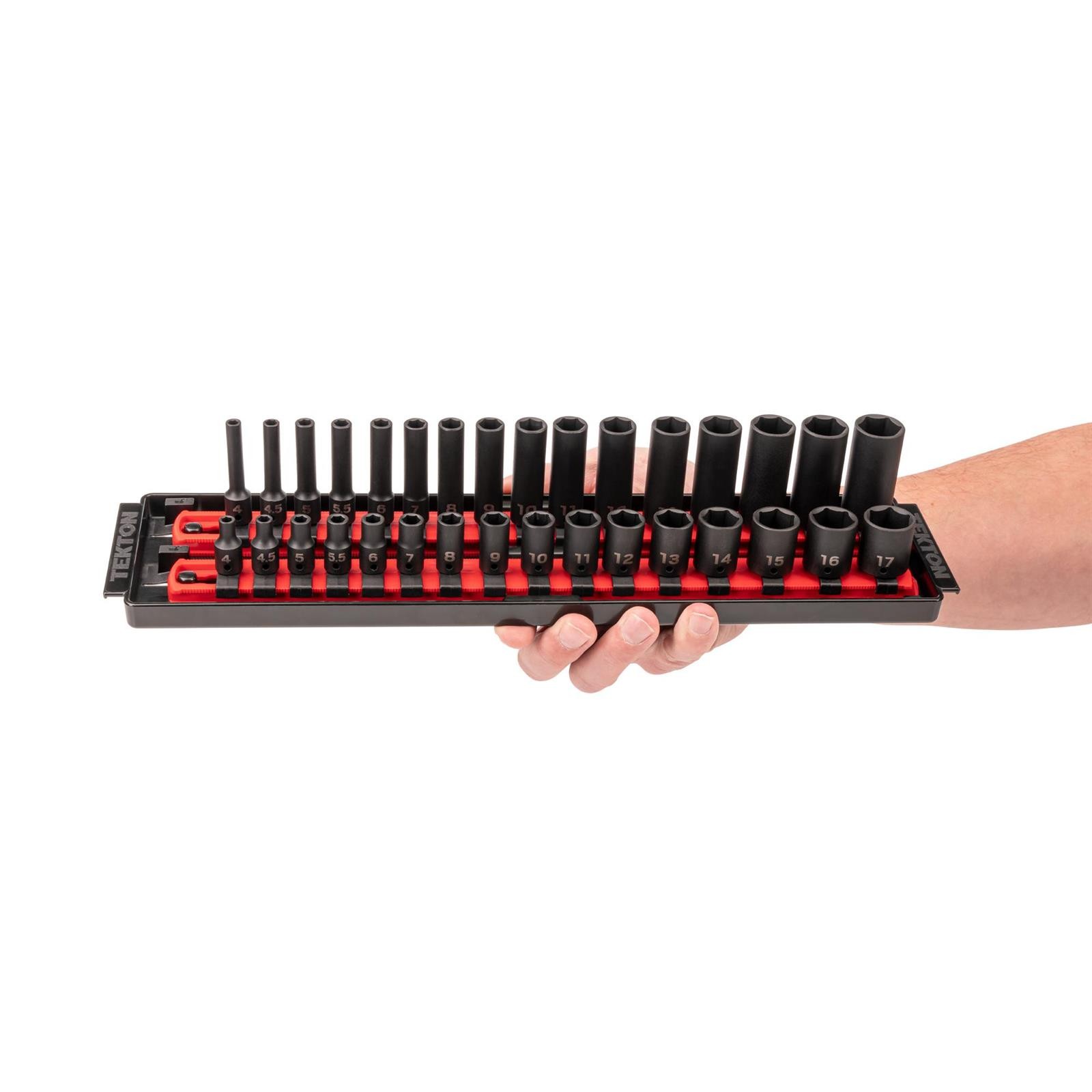 Tekton SID90201 1/4″ Drive 6-Point Impact Socket Set, 32-Piece