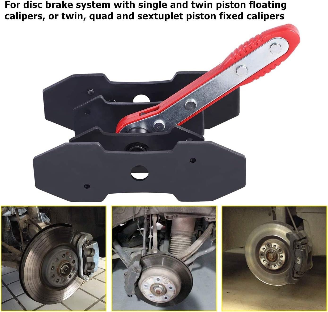 Heavy-Duty Ratcheting Brake Caliper Tool with Adjustable Plates for All Calipers