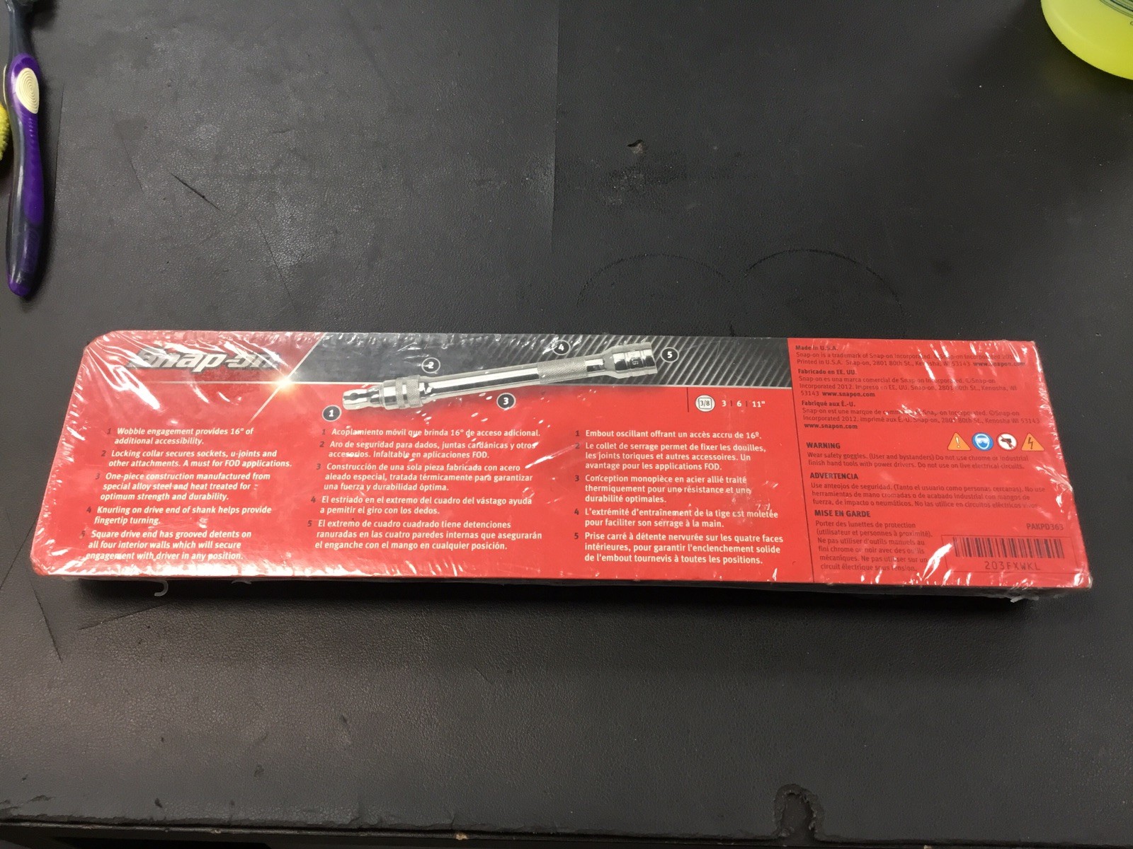 Snap On 3/8 Drive Quick-Release Wobble Locking Extension Set, Part# 203FXWKL