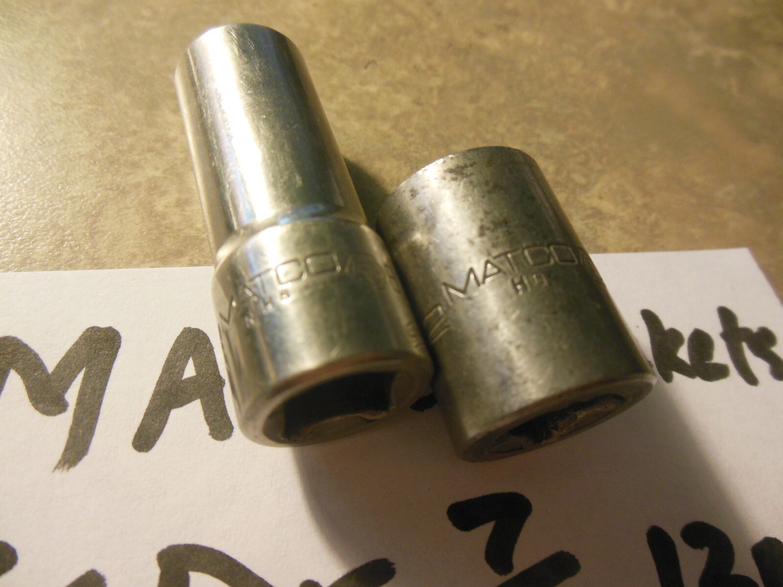 2 MATCO SOCKETS BD142 7/16″ 12pt DEEP & 1/2″ STANDARD BP166- BOTH 3/8″ DRIVE