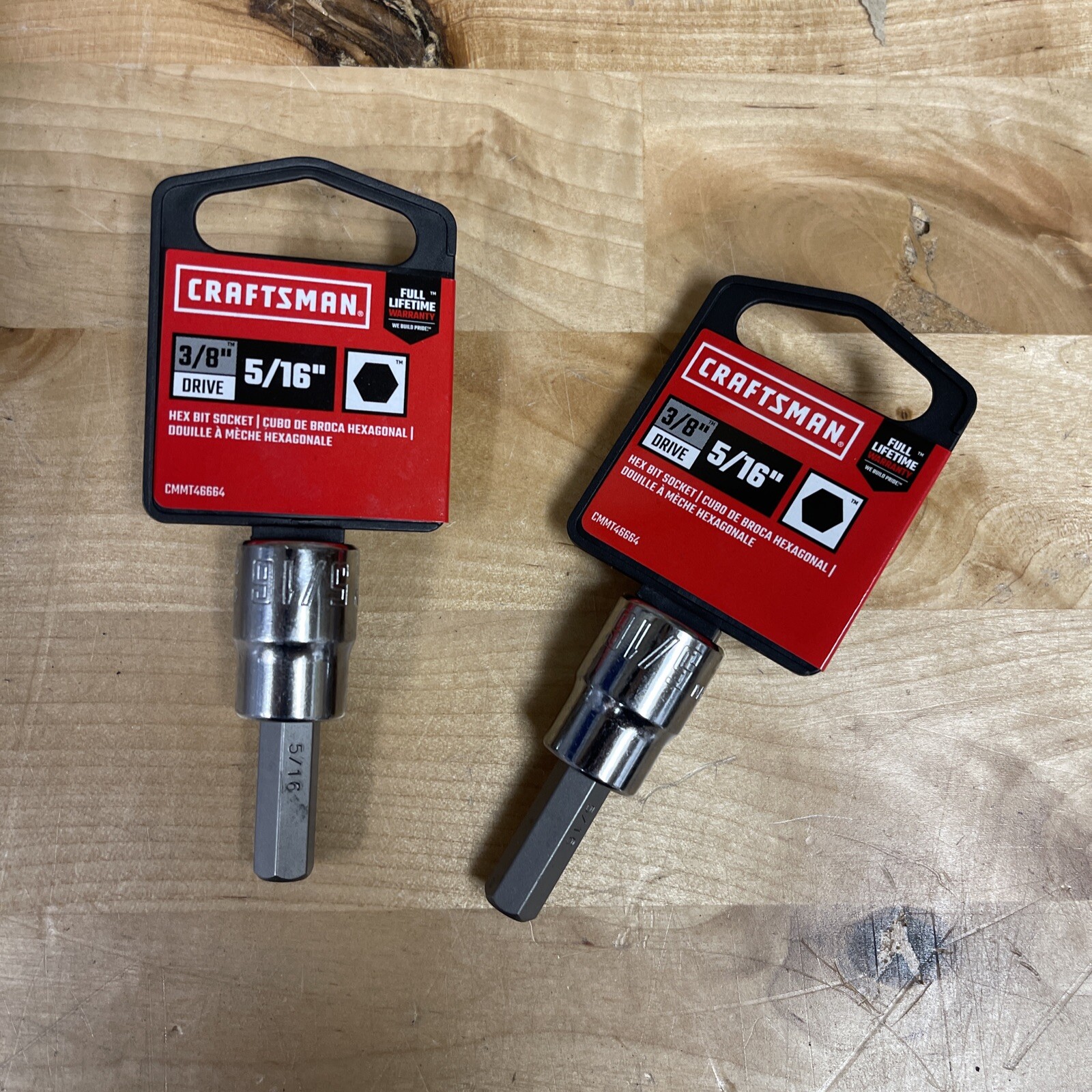 2 Pack Craftsman 5/16″ Hex Bit Standard SAE Driver Socket 3/8″ Drive CMMT46664