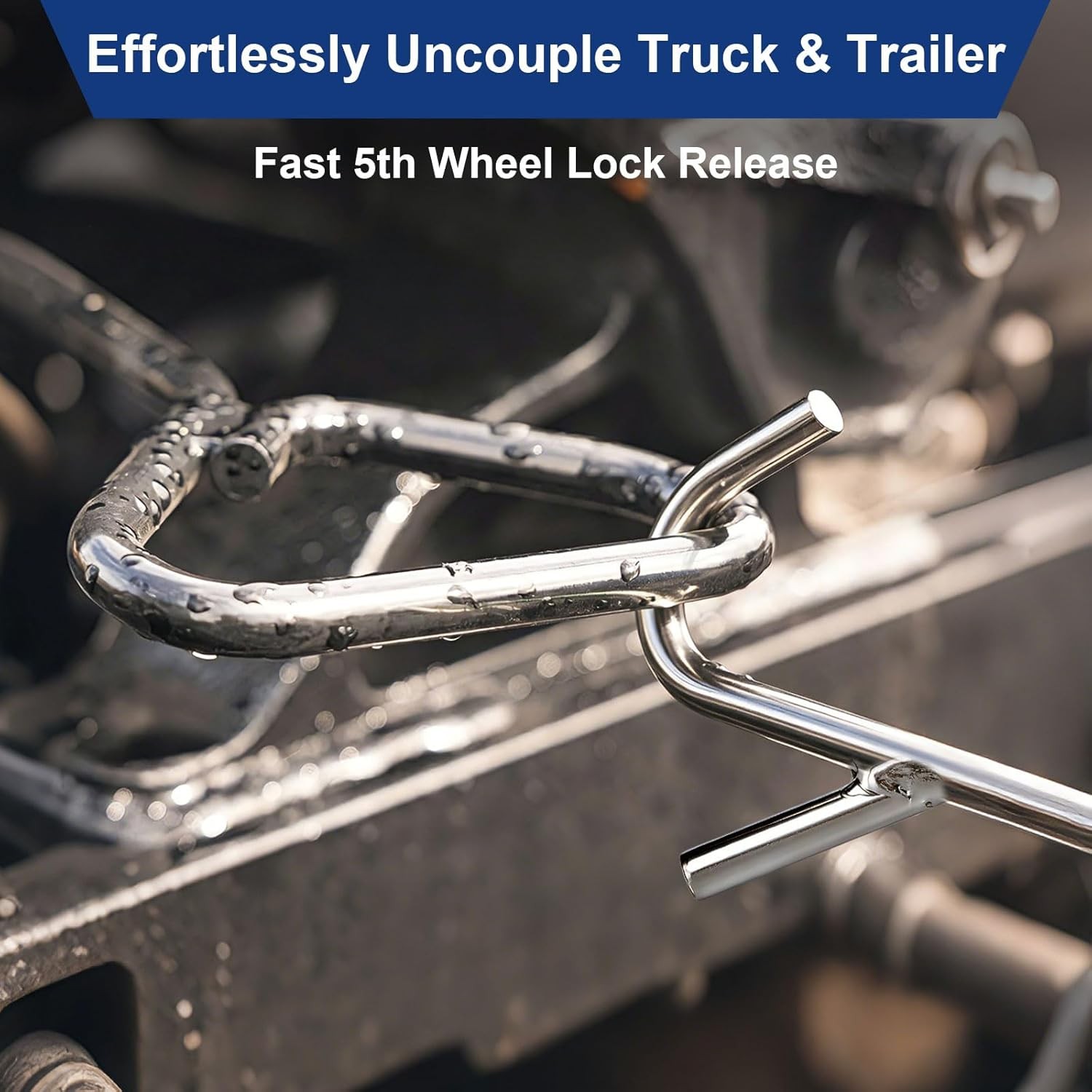 5th Wheel Pin Puller Universal 37″ Extend Fifth Heavy Duty Solid Steel Chrome