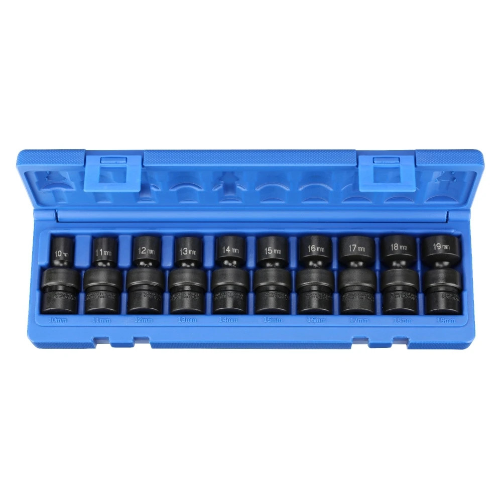 Grey Pneumatic 1210UM 3/8″ Dr 10 Pc Metric Universal Swivel Impact Socket Set 10