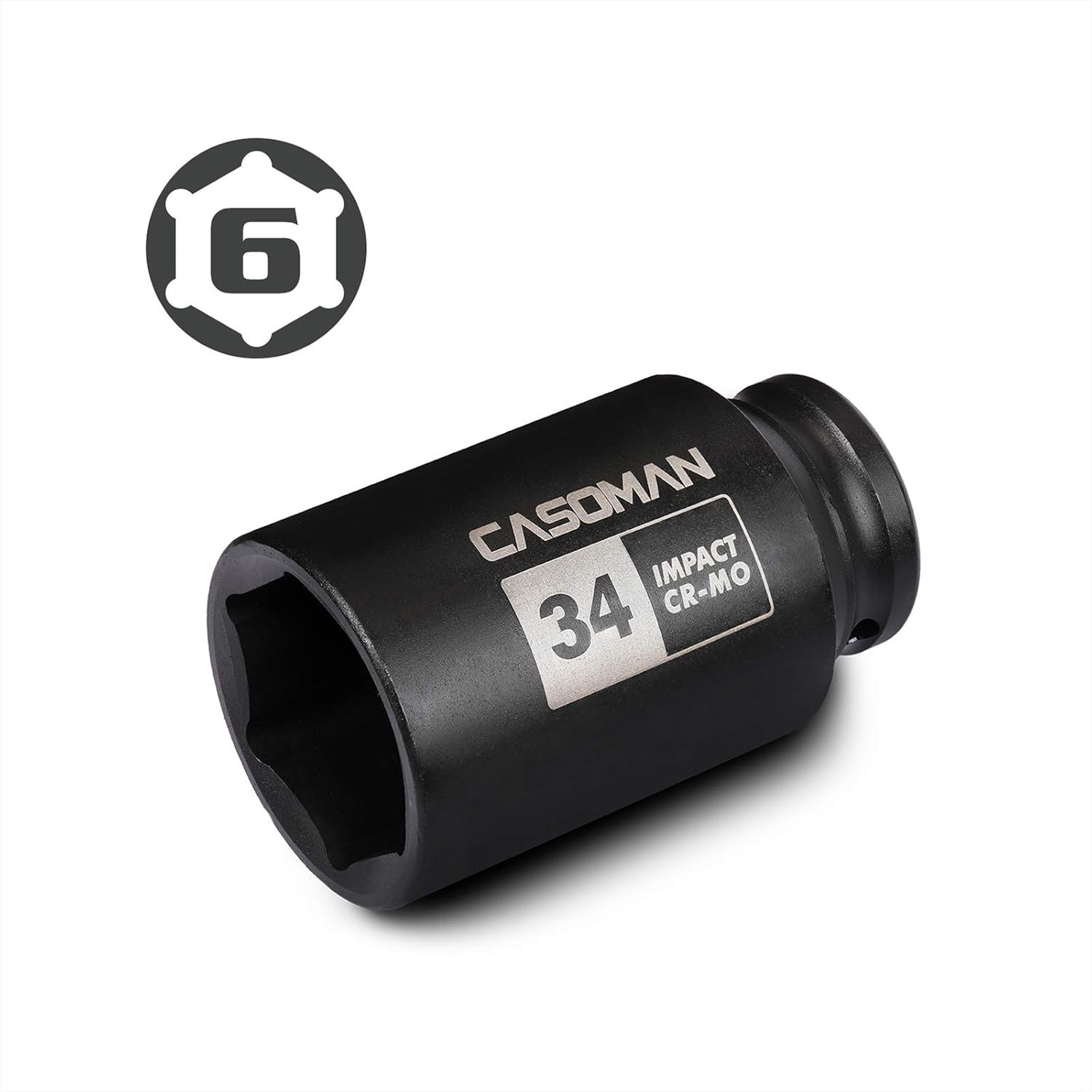 1/2″ Drive x 34 mm Deep 6 PT Impact Socket, CR-MO, 1/2-inch Drive 6 Point Axl…