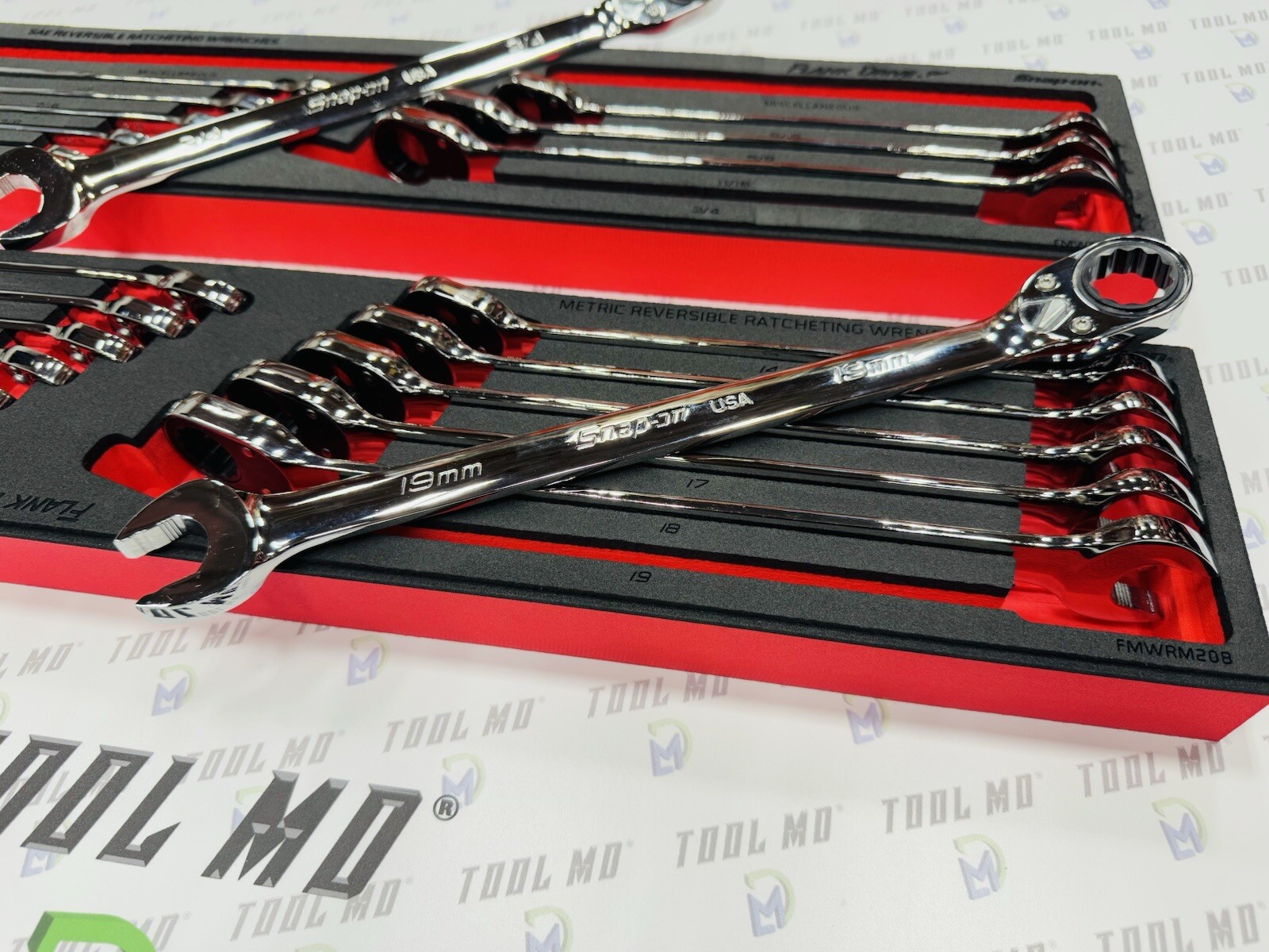 Snap-on Tools NEW 23pc Metric & SAE Reversible Ratcheting Combo Wrench Foam Set