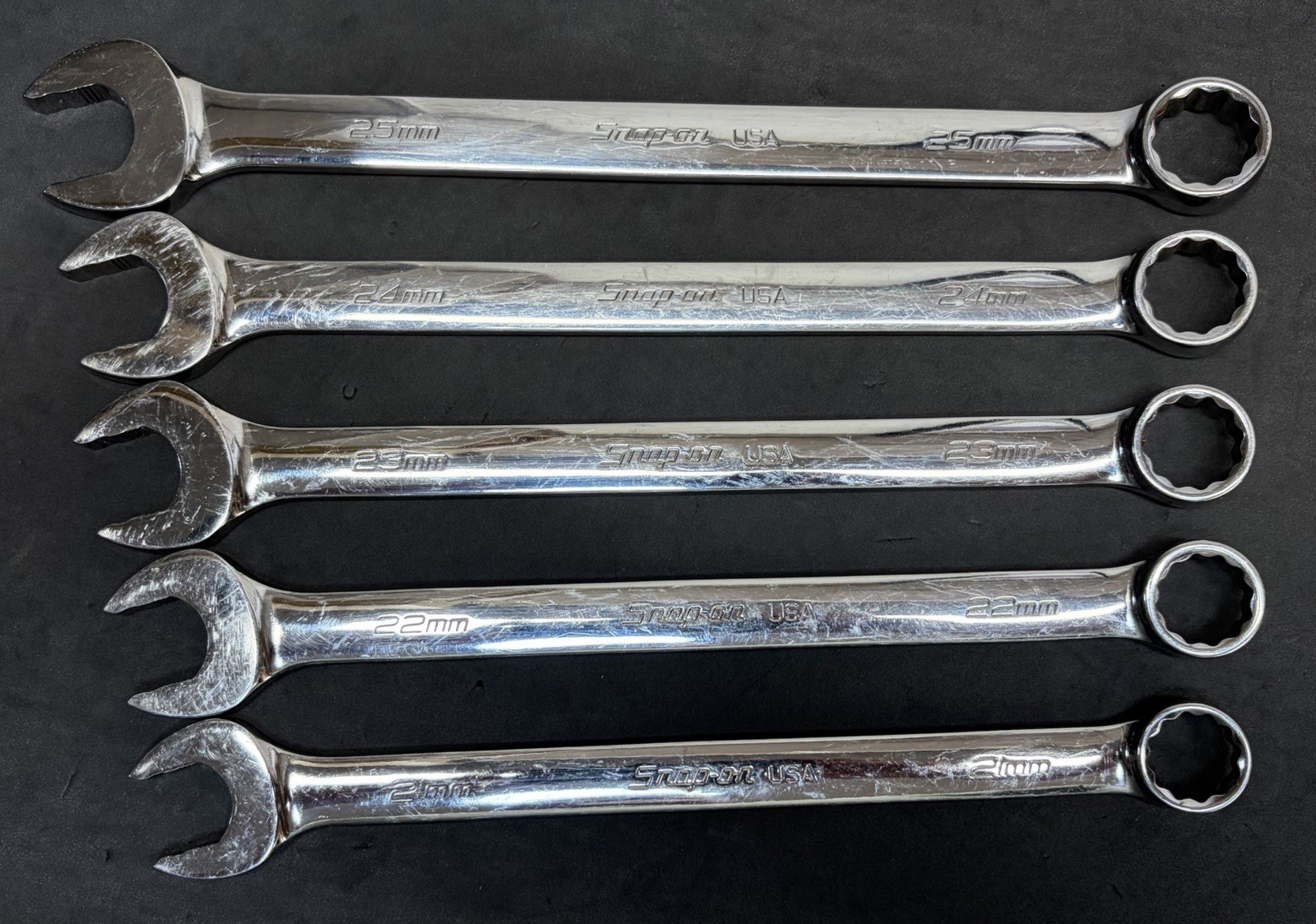 Snap-On Large 5pc Flank Drive Plus Metric Combination Wrenches SOEX Wrench Set