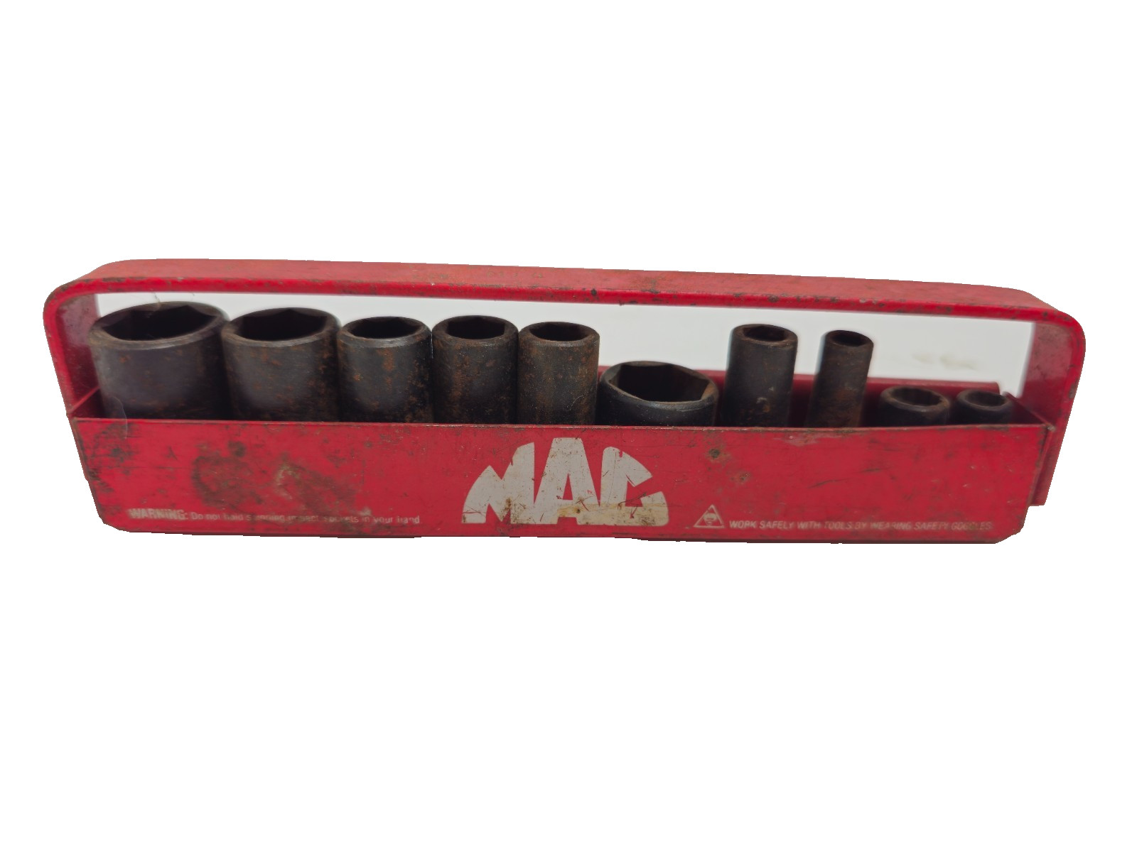 Mac Snap-on 10pc Mixed Impact Socket Lot 3/8″ 1/4″ Drive SAE USA w/ Tray Vtg