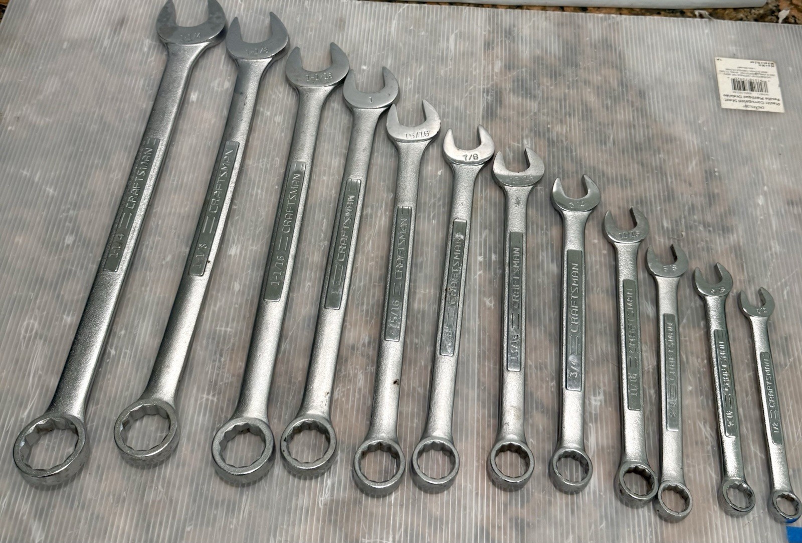 Craftsman USA V Series Wrench Set 12 Piece V-44708 To 44695 SAE 1 1/4 To 1/2