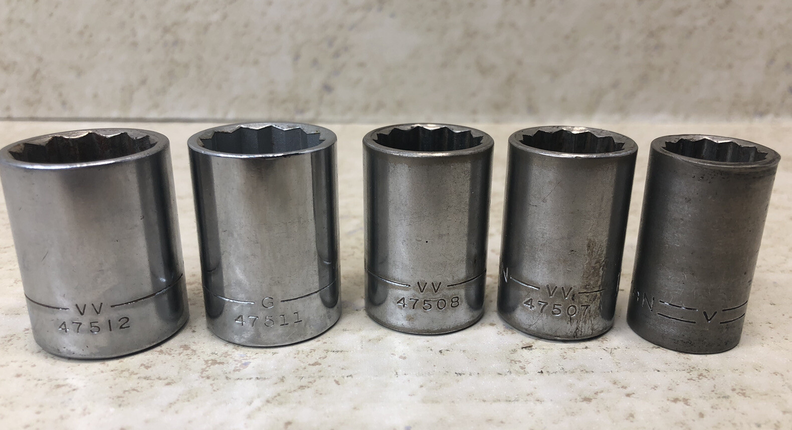 Vintage Craftsman Sockets lot of 5 pcs 5/8” to 7/8” V VV G Series