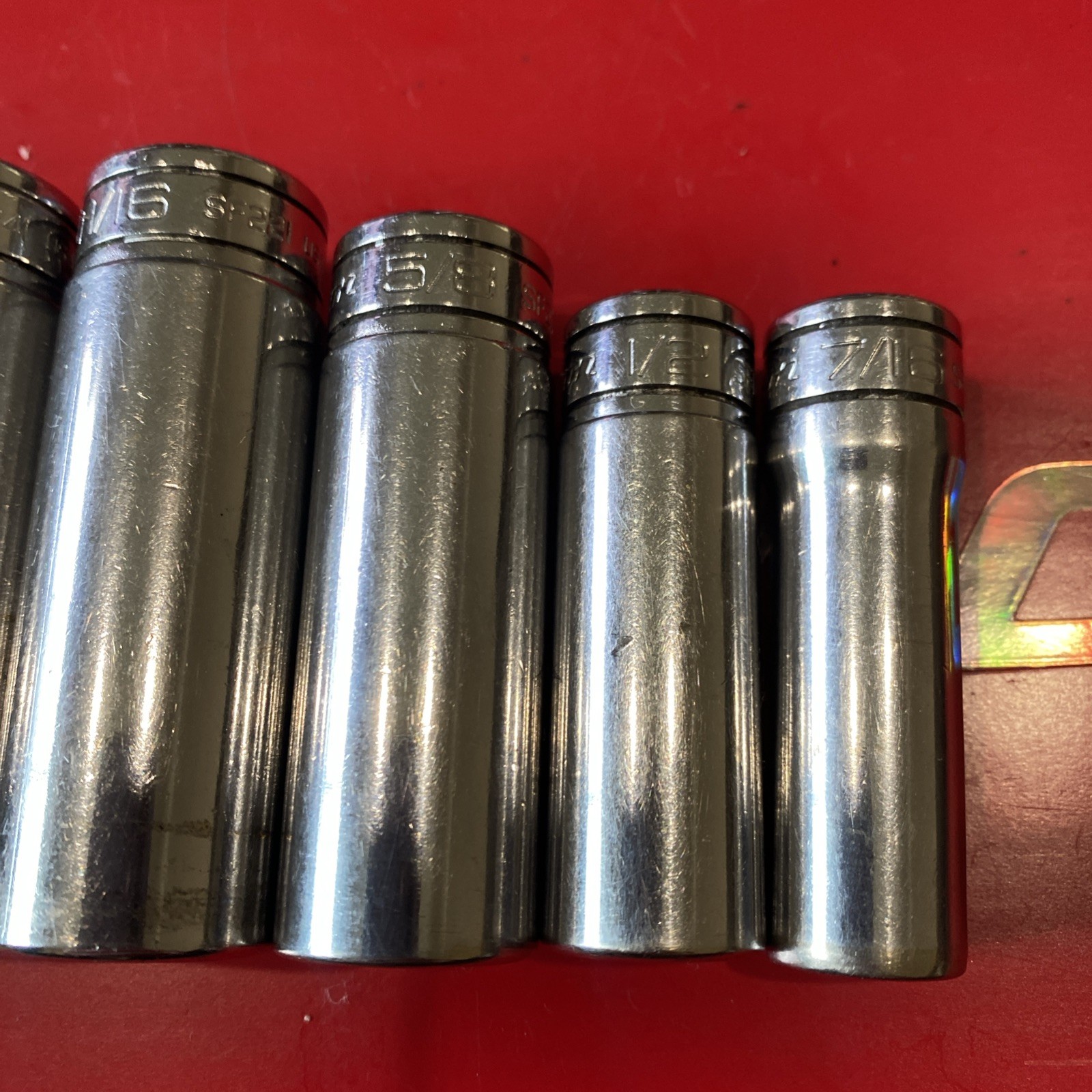 SNAP ON 7 SOCKETS 3/8″ DR SF141-SF281 Missing SF181 12 Point SAE Deep Socket Set