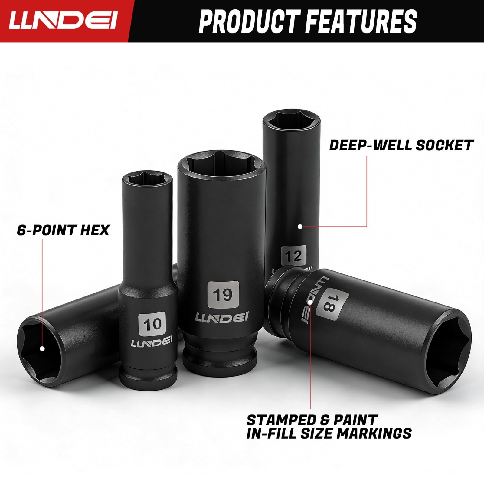 45PCS 3/8″ Drive Impact Socket Set – Metric & SAE, Cr-V, EVA Foam Case, Auto Rep
