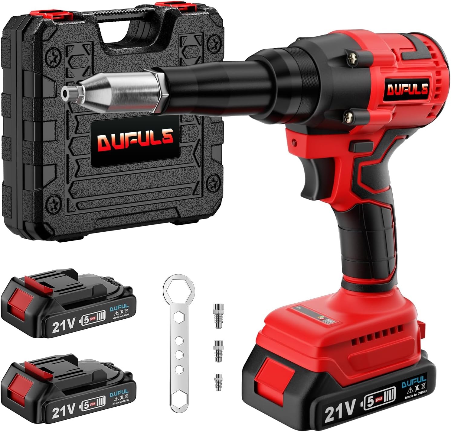 Cordless Rivet Gun, Electric Gun Kit with 2PCS Battery and Charger,…