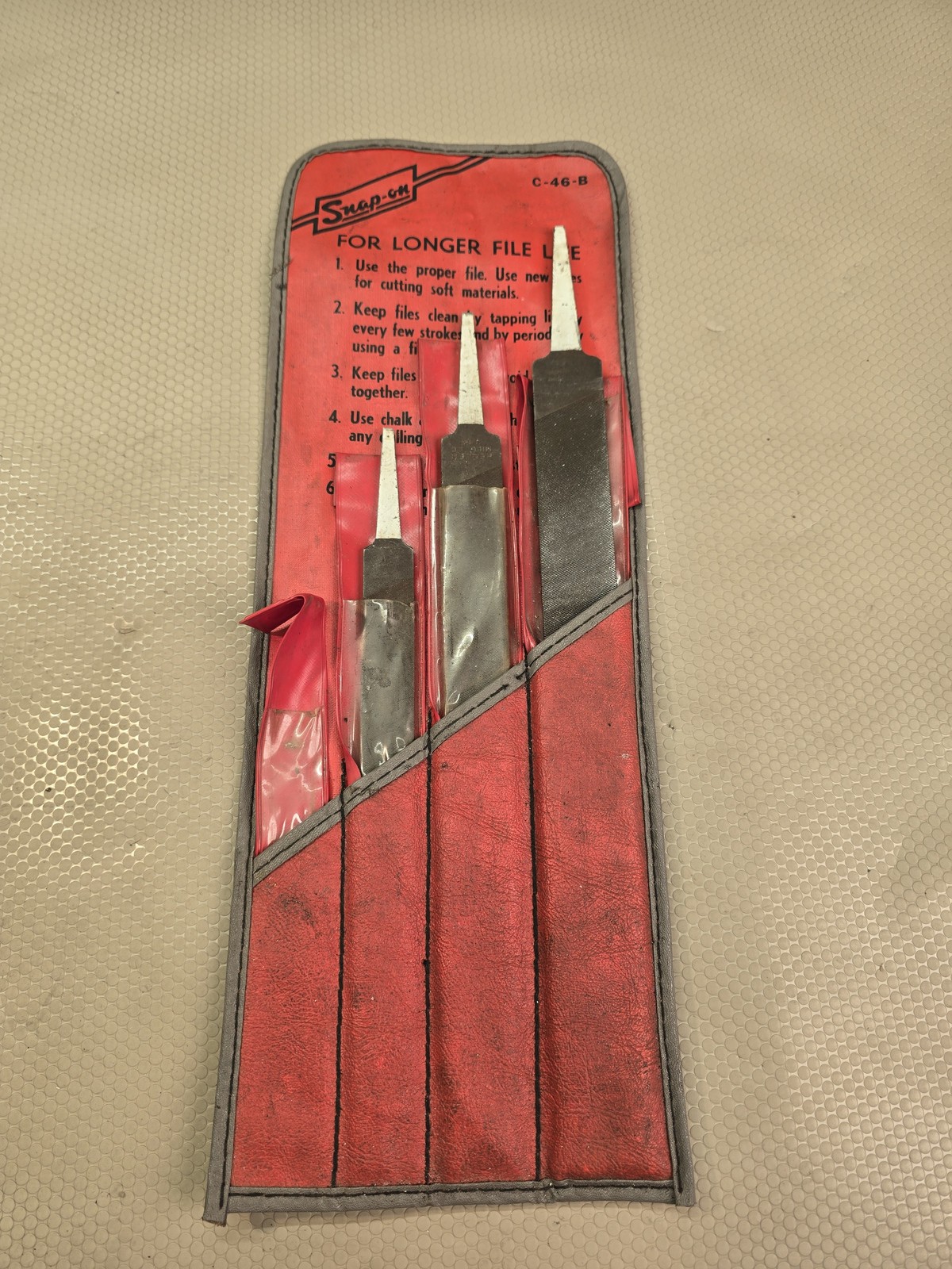 Snap-on C-46-B Heller Nucut 3-Piece File Set with Pouch Vintage USA