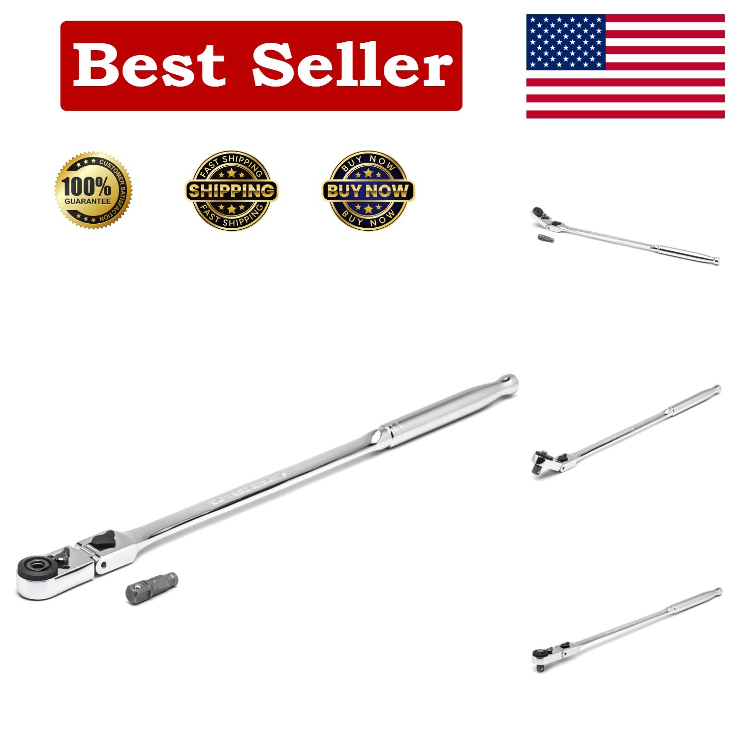 Precision 72 Tooth Quick Release Ratchet with Locking Flex Head – 12 inch