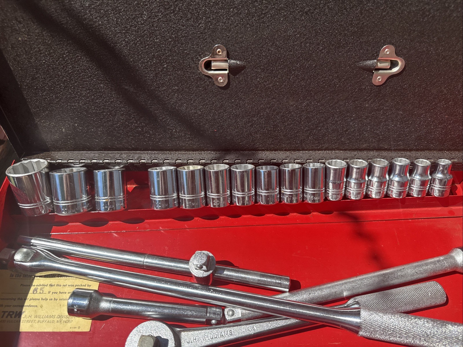 NOS JH Williams 1/2″ Drive Metric Sockets S-52 SUPERRATCHET 22 pcs Set Made USA!