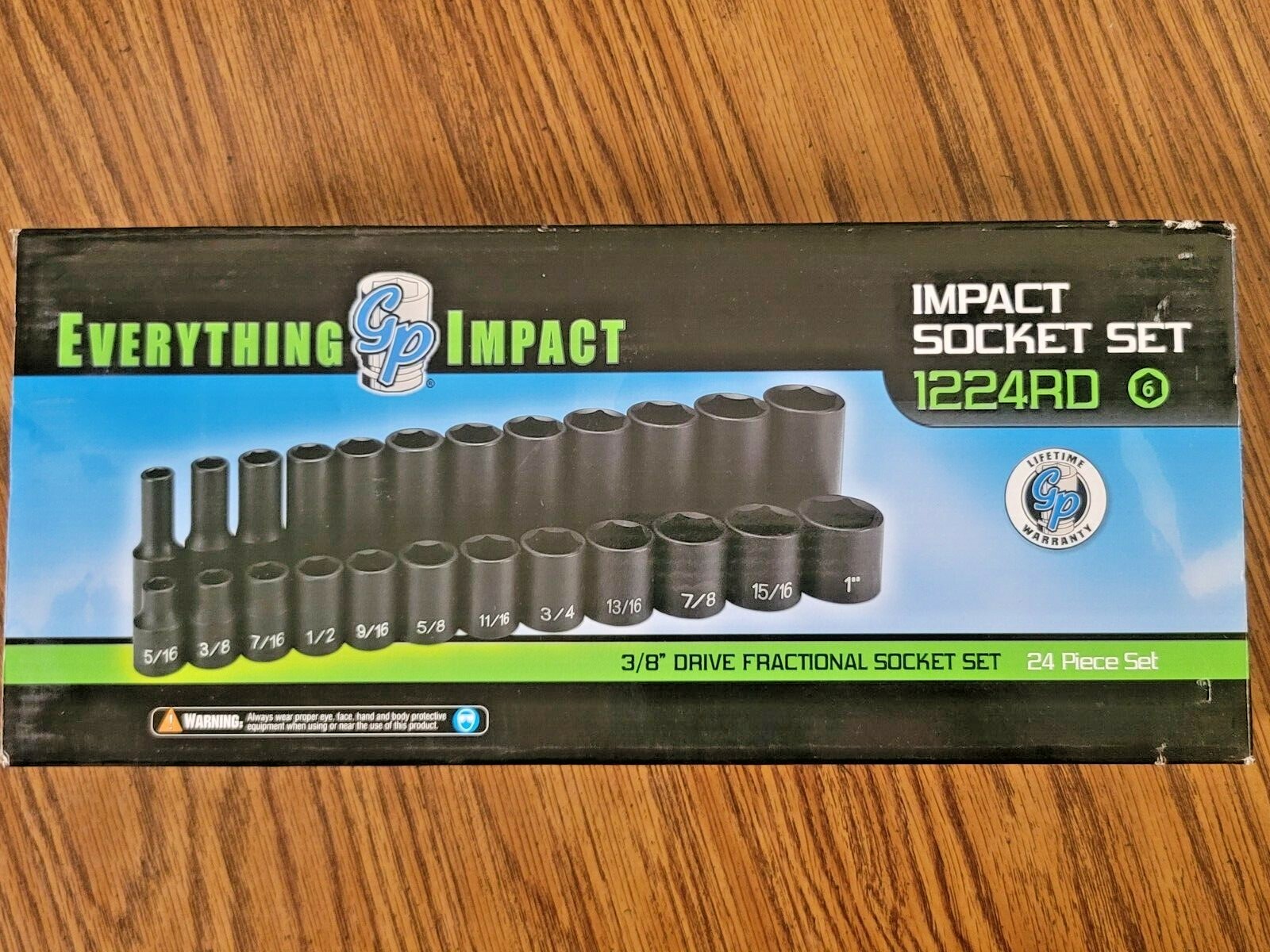 Grey Pneumatic 24pc Short & Deep Fractional Impact Socket Set 5/16″ to 1″ 1224RD