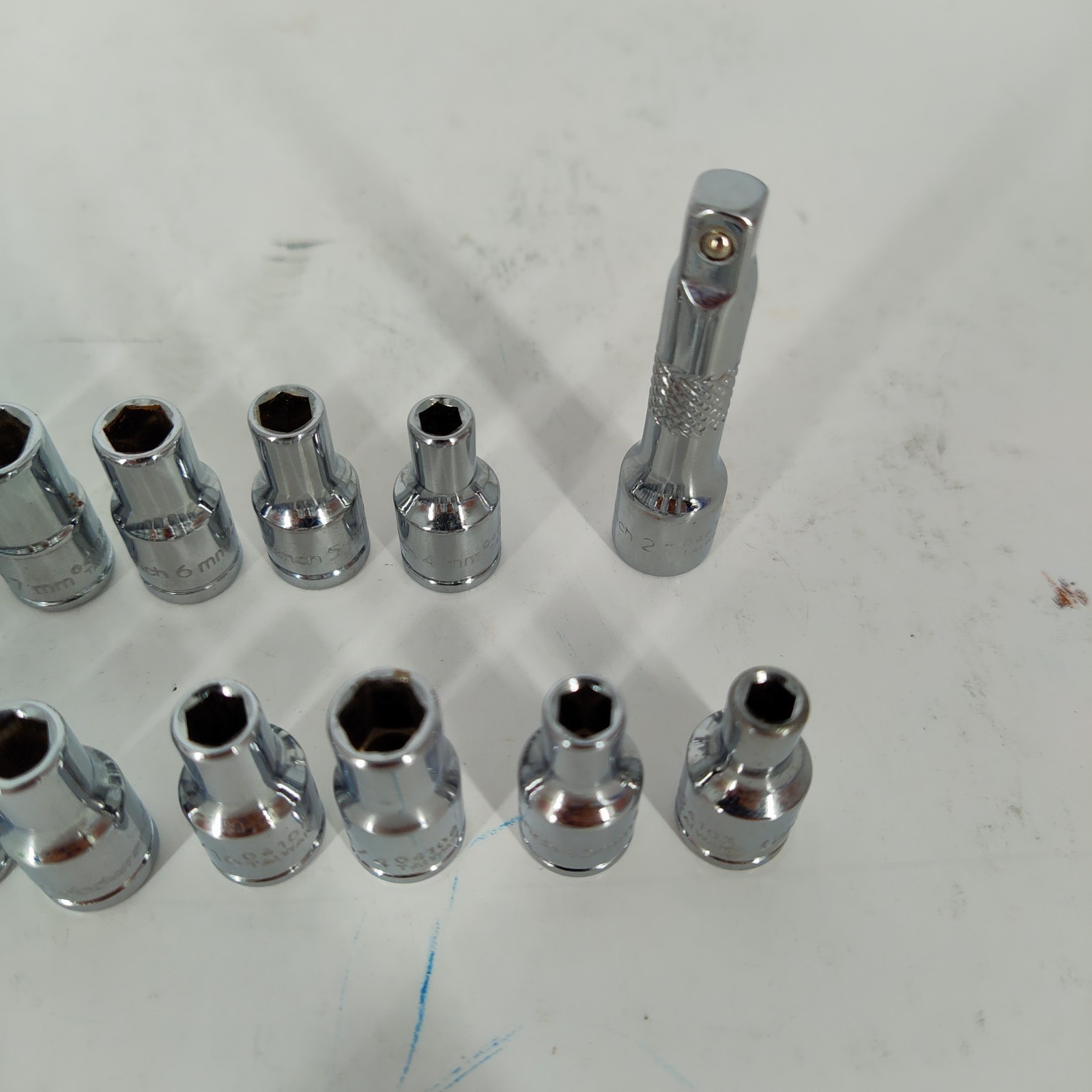 23X GM Goodwrench 1/4″ Drive SAE 6 Pt Socket Vtg 2″ Extension