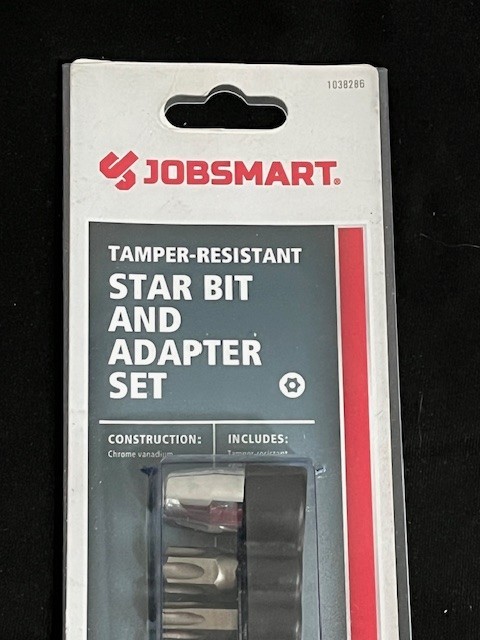 Jobsmart Tamper-Resistant Star Bit and Adapter Set 1/4 Drive