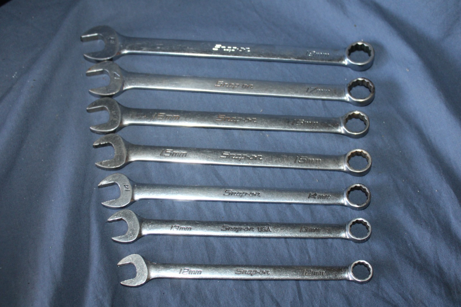 Snap-on 7 Pc Metric Combination Wrench Set 12mm – 18mm 12-Point Flank Drive