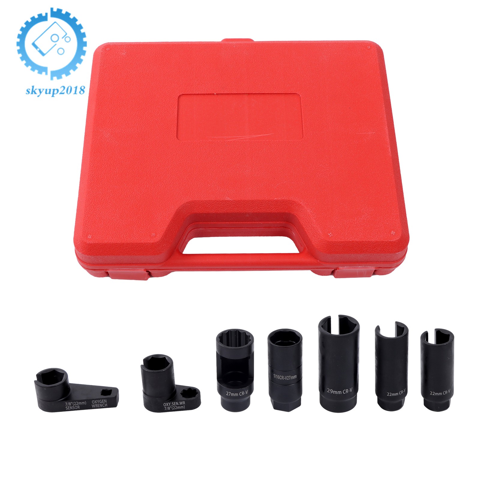 7PCS O2 Oxygen Sensor Socket Removal Tool Wrench and Thread Chaser Set