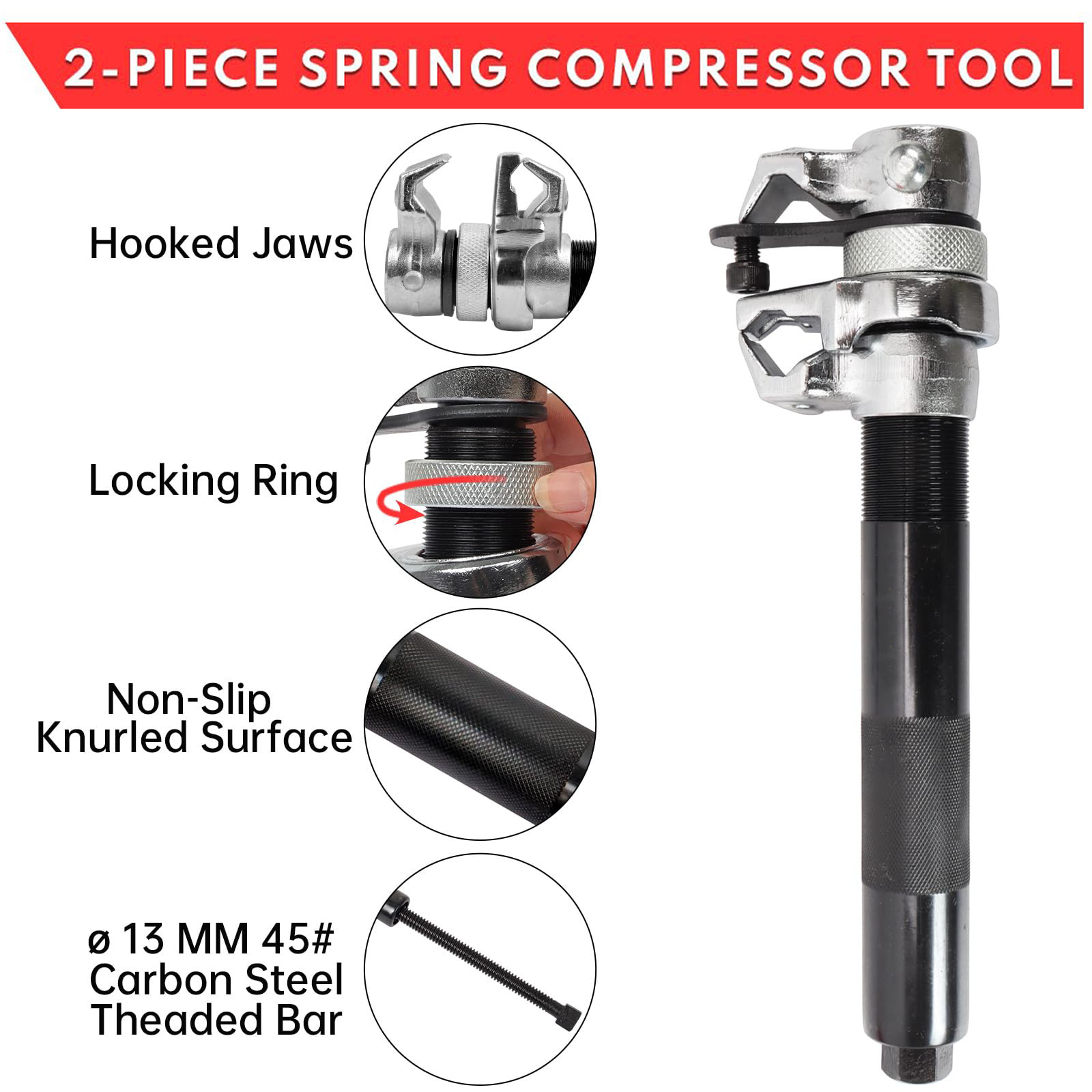 Heavy Duty Macpherson Strut Coil Spring Compressor Tool with Safety Jaws Holder