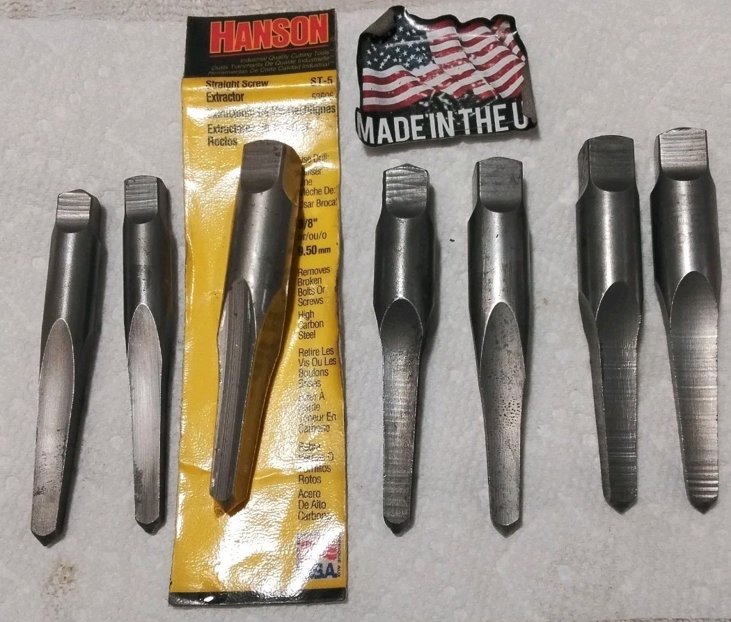 7Pc HANSON-IRWIN-HANSON ASSORTED STRAIGHT SCREW EXTRACTOR SET #4-#5 USA-MADE