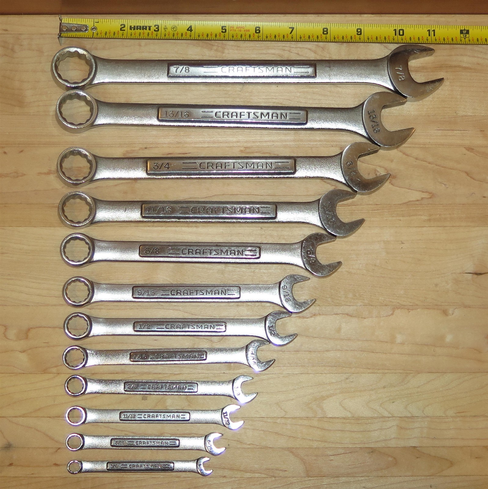 Craftsman SAE 12-Piece 12pt Combination Wrench Set – 1/4″ – 7/8″ – Series VA V^