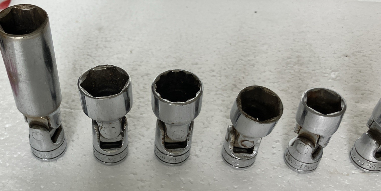 Snap On 3/8 Swivel Socket Set SAE 5/16 To 3/4 9 Sockets Including 5/8 Spark Plug