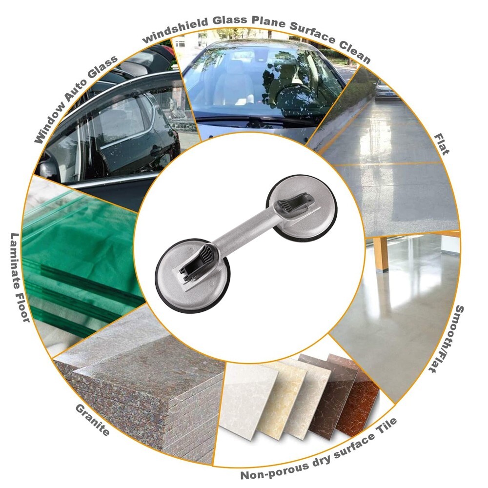 Heavy Duty Aluminum Double Handle Suction Cup Plate Professional Glass Puller