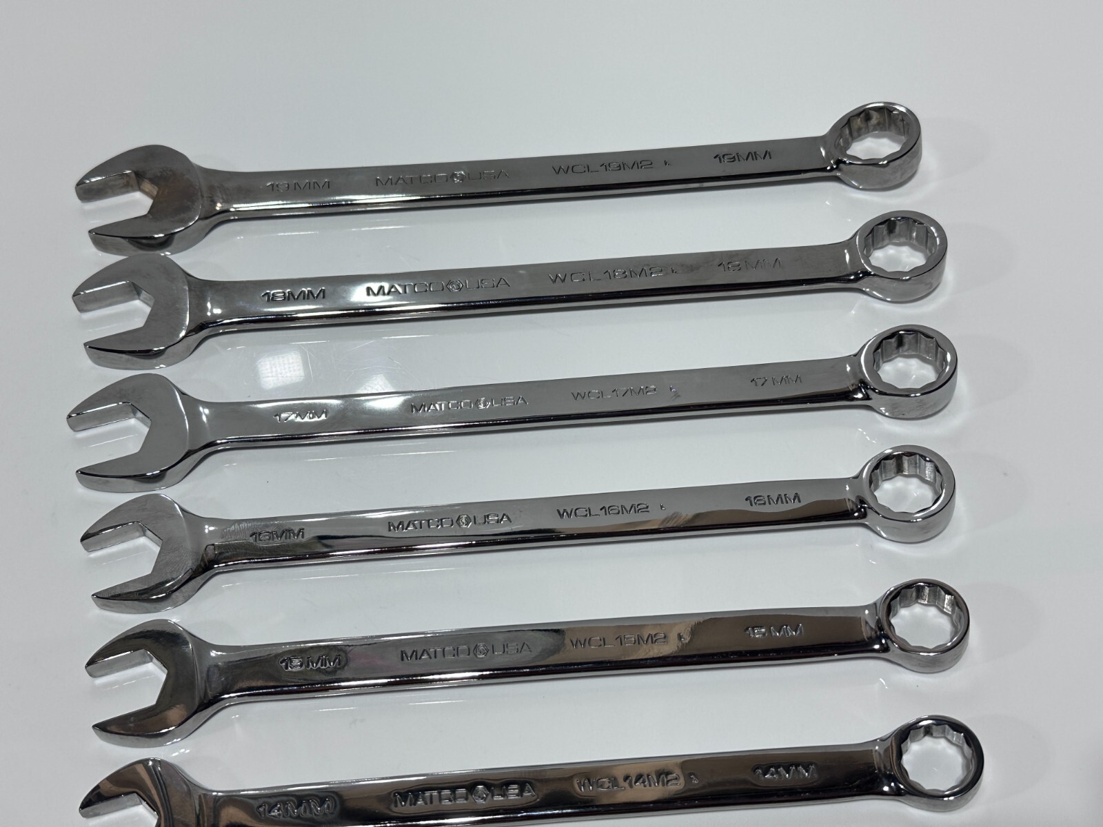 Matco Tools USA SWCLM12T 11pc Metric 9mm-19mm Full Polish Combination Wrench Set