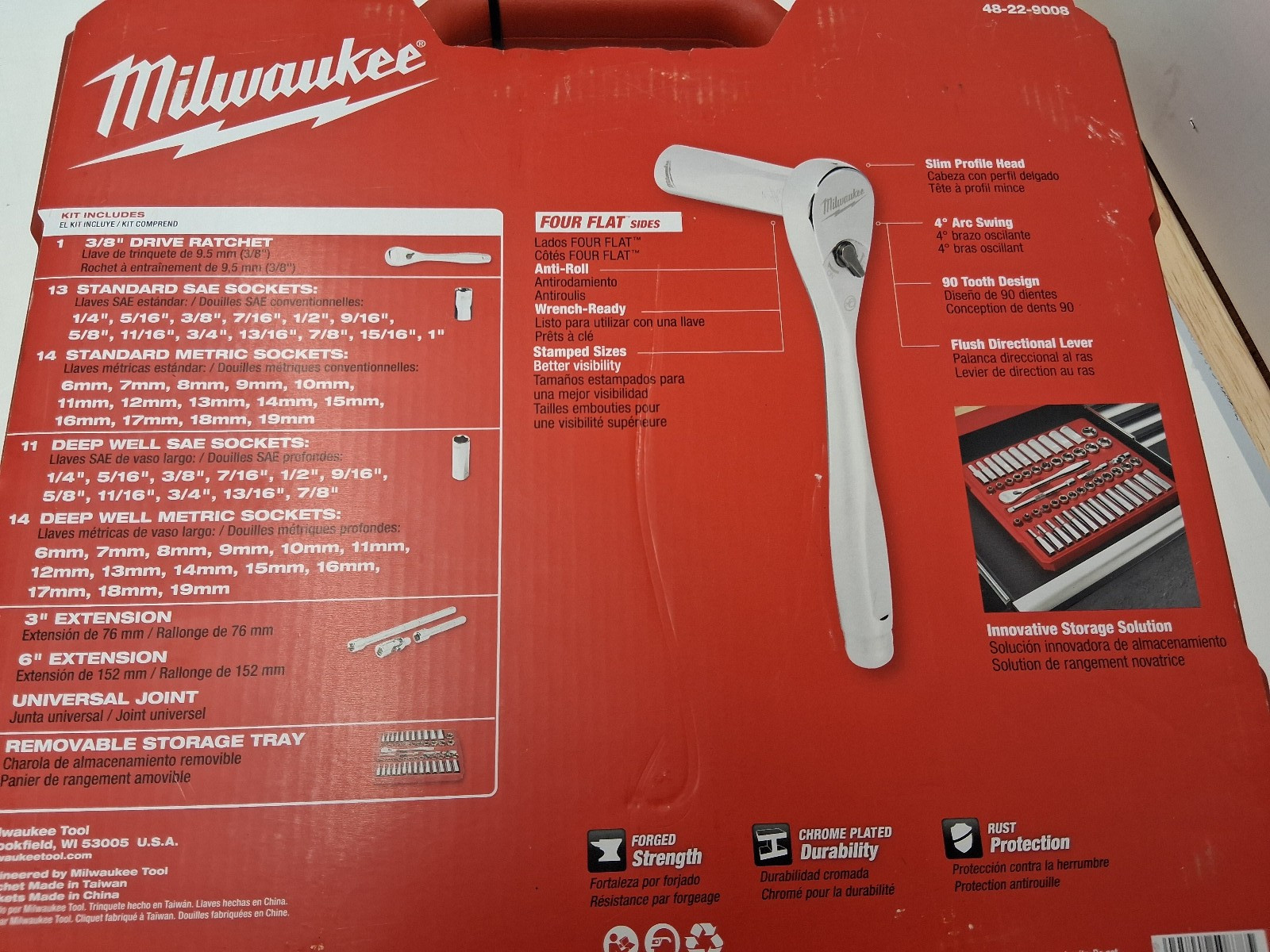Milwaukee 3/8″ Drive 56 Piece set brand new SAE & Metric w ratchet # 48-22-9008