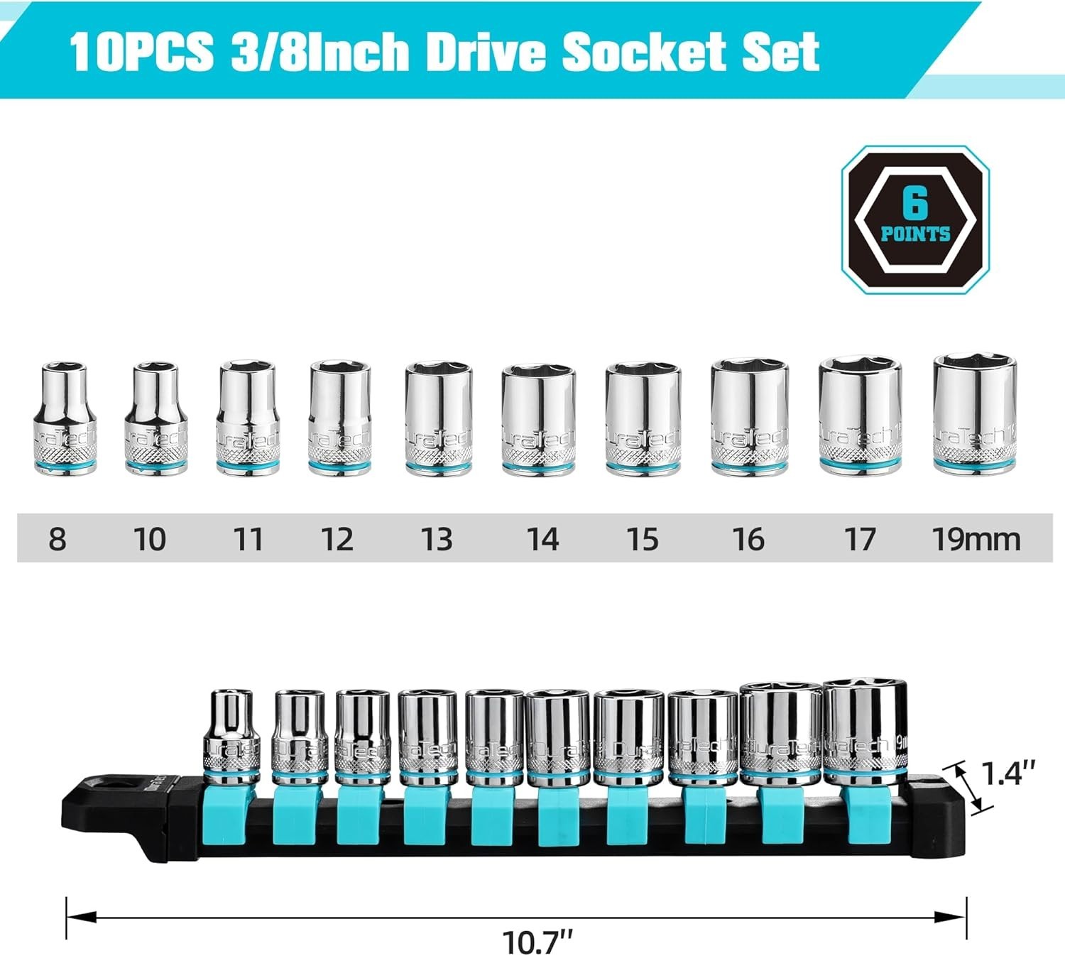3/8″ Drive Socket Set, Metric Socket Set 10PCS, Mechanic Metric Socket Sets w…