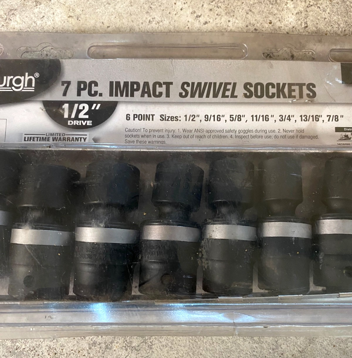 PITTSBURG 7 Pc. 1/2″ Drive SAE Impact Swivel Socket Set (02588) Chrome Vanadium
