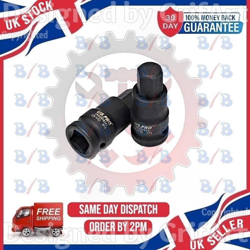 US PRO INDUSTRIAL 1/2″ INCH DRIVE H14 14MM IMPACT HEX BIT SOCKET ALLEN KEY TOOL