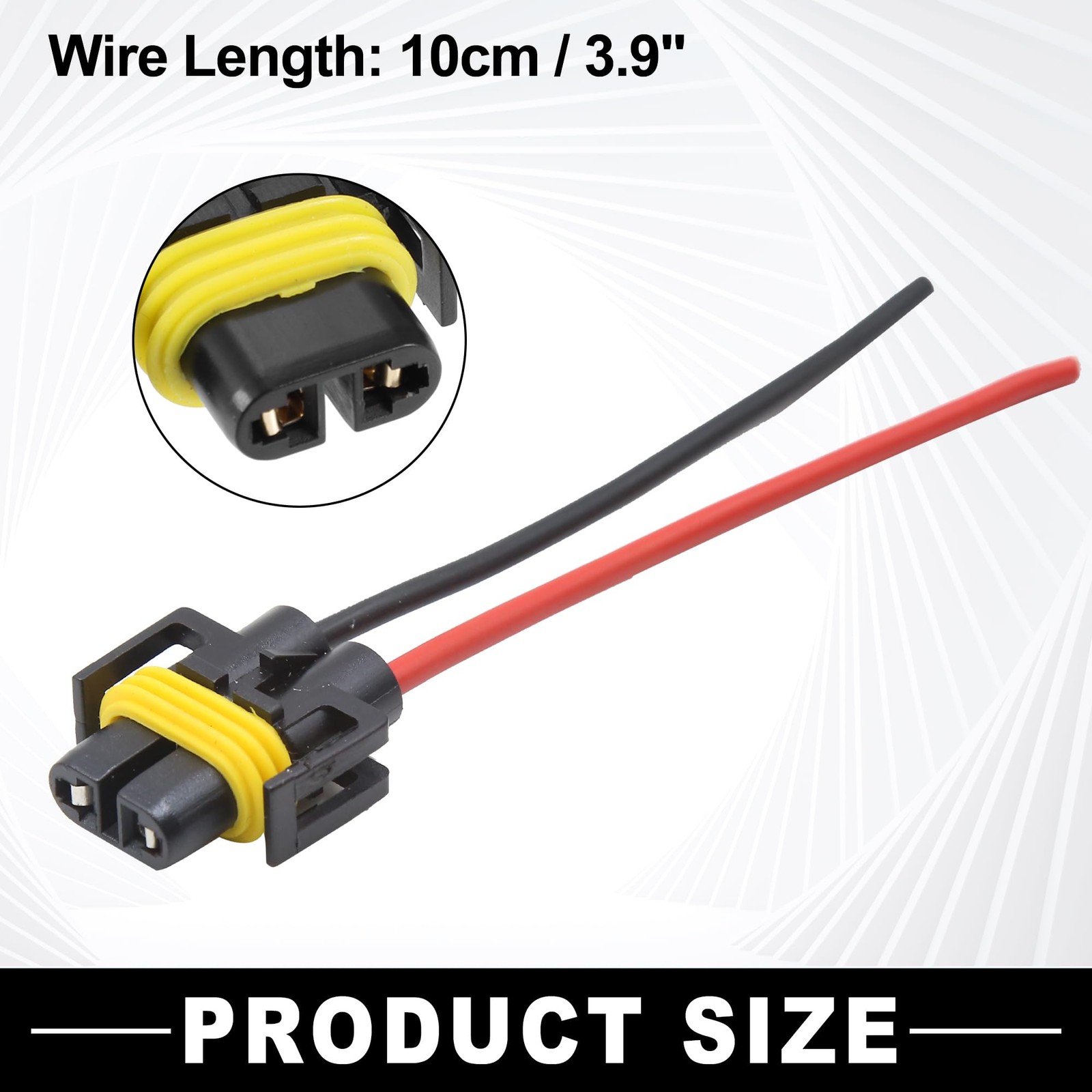 uxcell 10 Pcs H11 H8 880 881 Female Adapter 18 x 14 x 3.5 cm, Black,Yellow