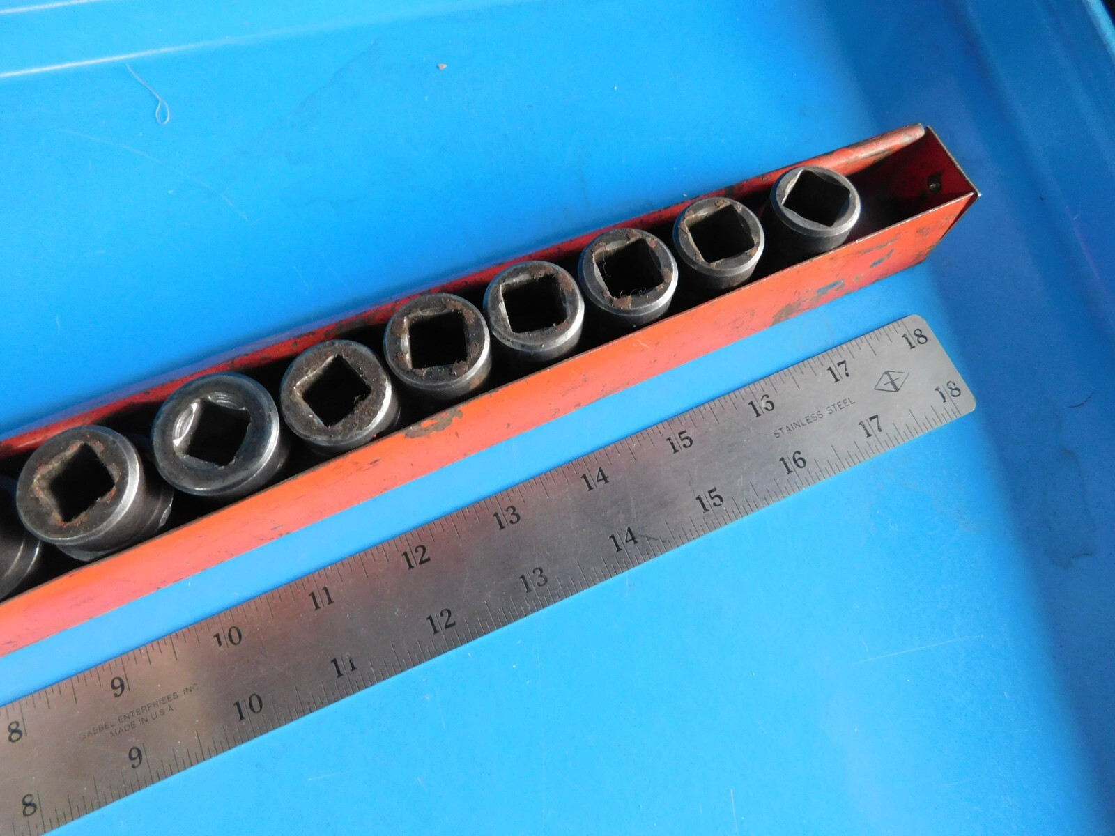 USED,MAC TOOLS 1/2 IN.DR.»3/8 THRU 1-1/4 IN «SHORT IMPACT SOCKETS SET OF14+TRAY