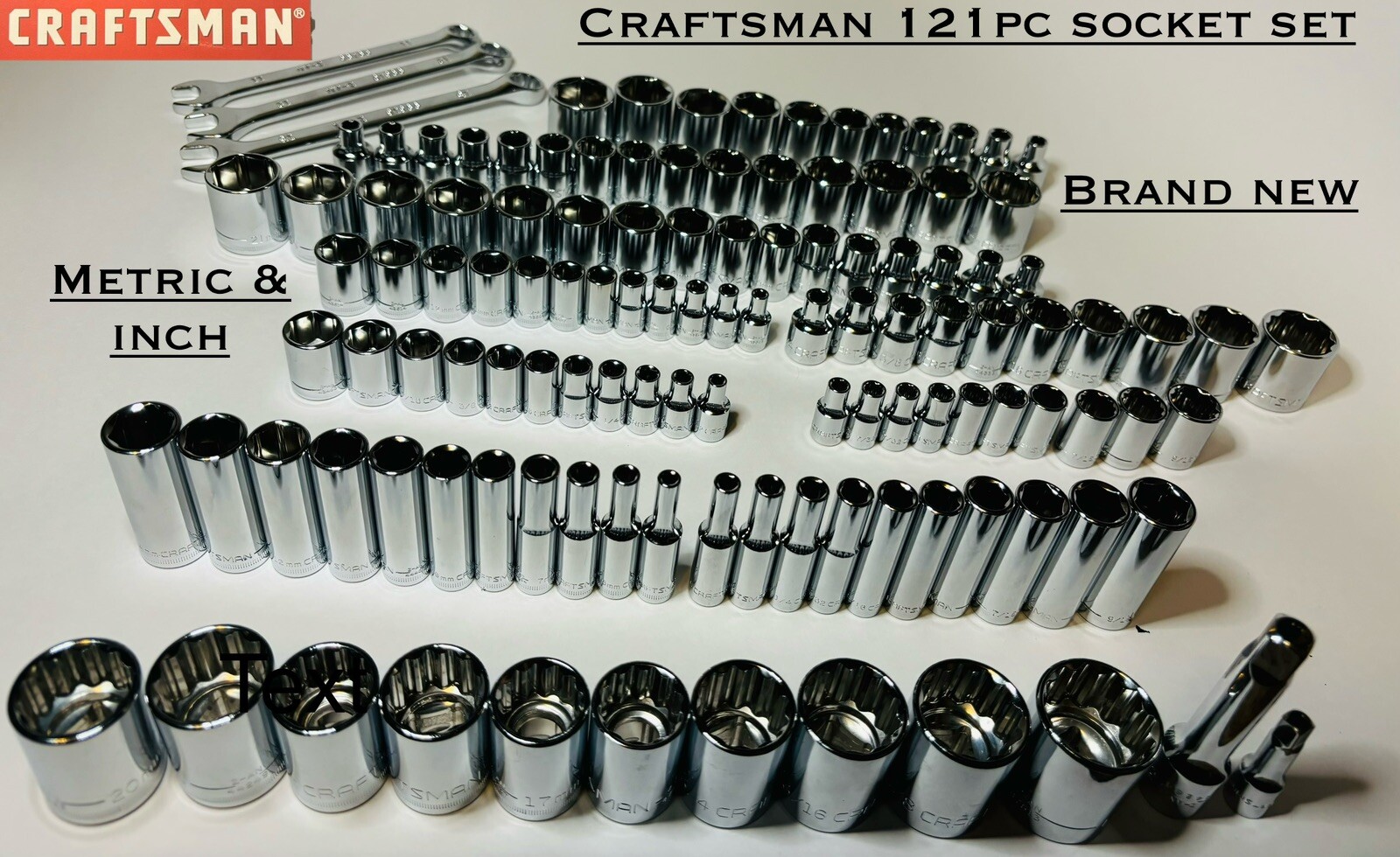 CRAFTSMAN 121 pc 1/4 3/8 1/2 Dr SAE METRIC MM 6pt 12pt ratchet wrench socket set