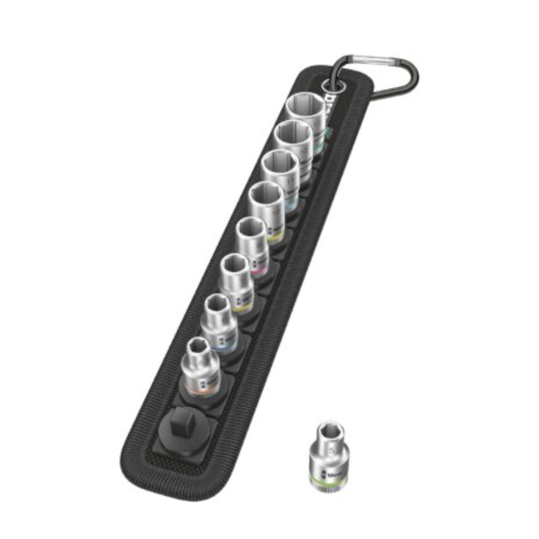 Wera 1/4-Inch Drive Metric Socket Set on Storage Belt (9-Piece) | Zyklop Sock…