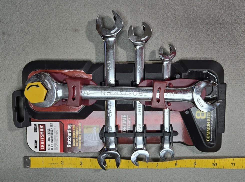 Craftsman #9-21936 4 Piece Ratcheting Open End Wrench Set NOS